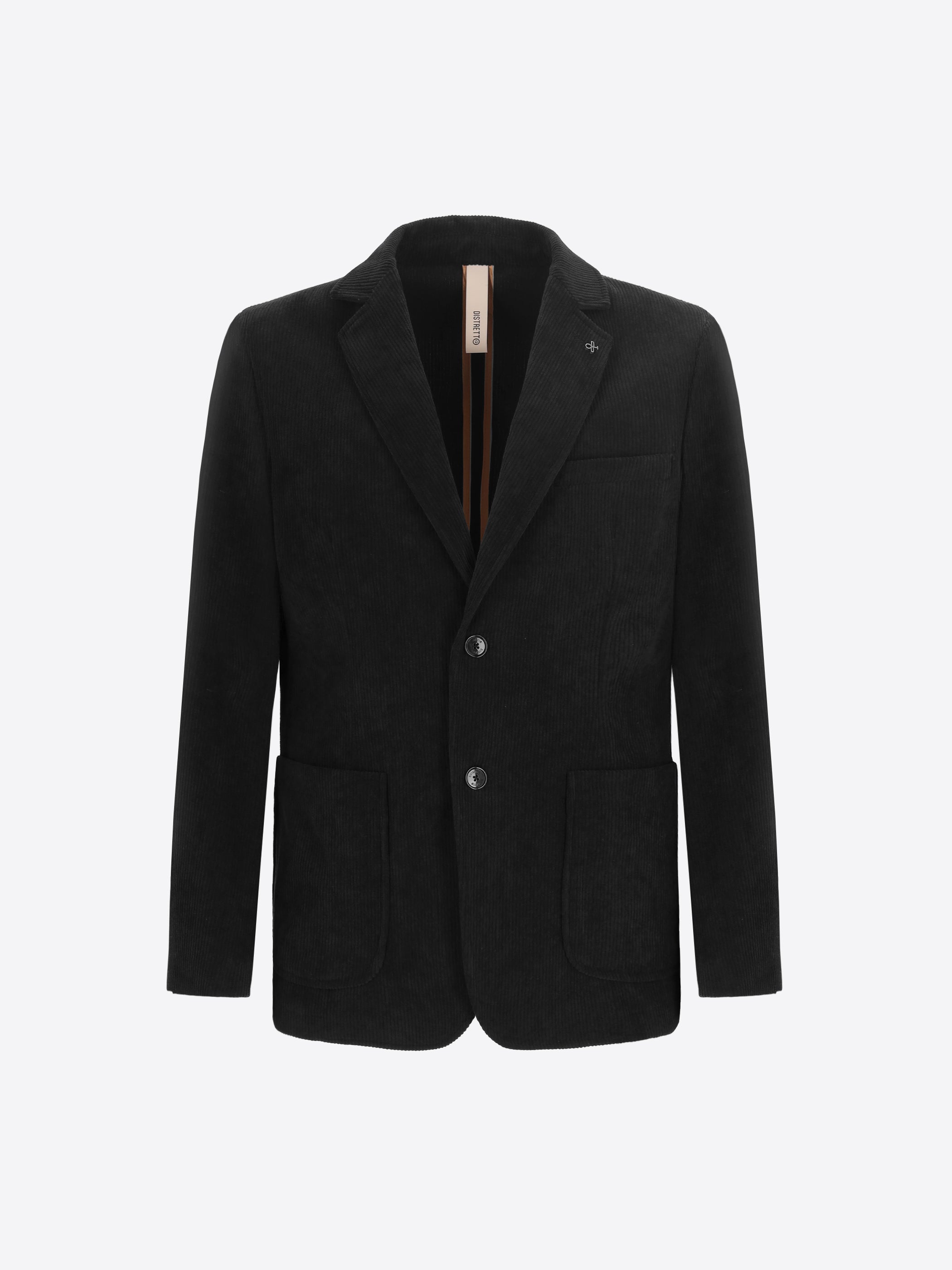 Distretto12 Leonardo Black 1000-Stripe Super-Comfort Velvet Jacket - Product Still Life