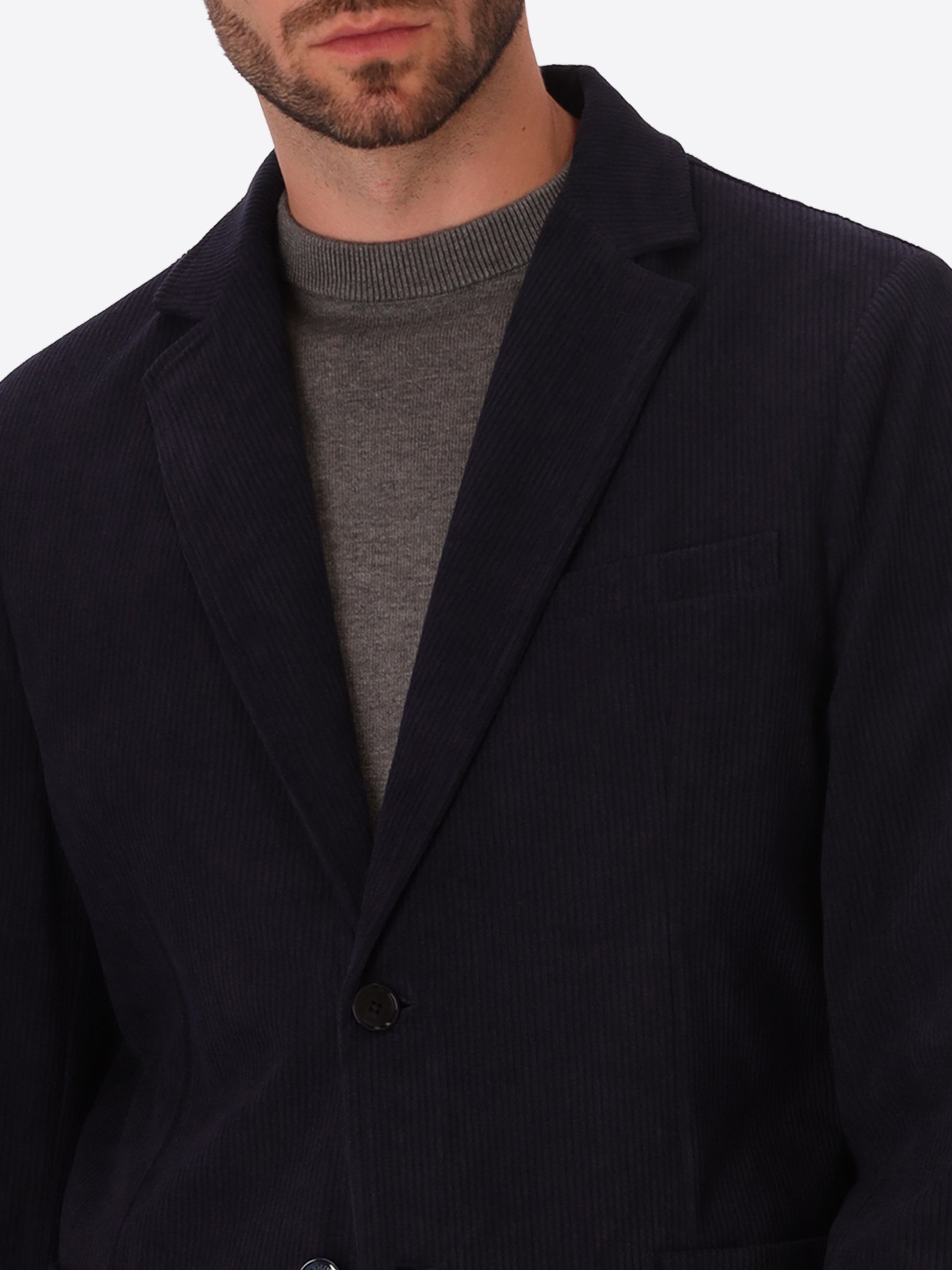 Leonardo Blue 1000-Stripe Super-Comfort Velvet Jacket - Close-Up Of The Collar