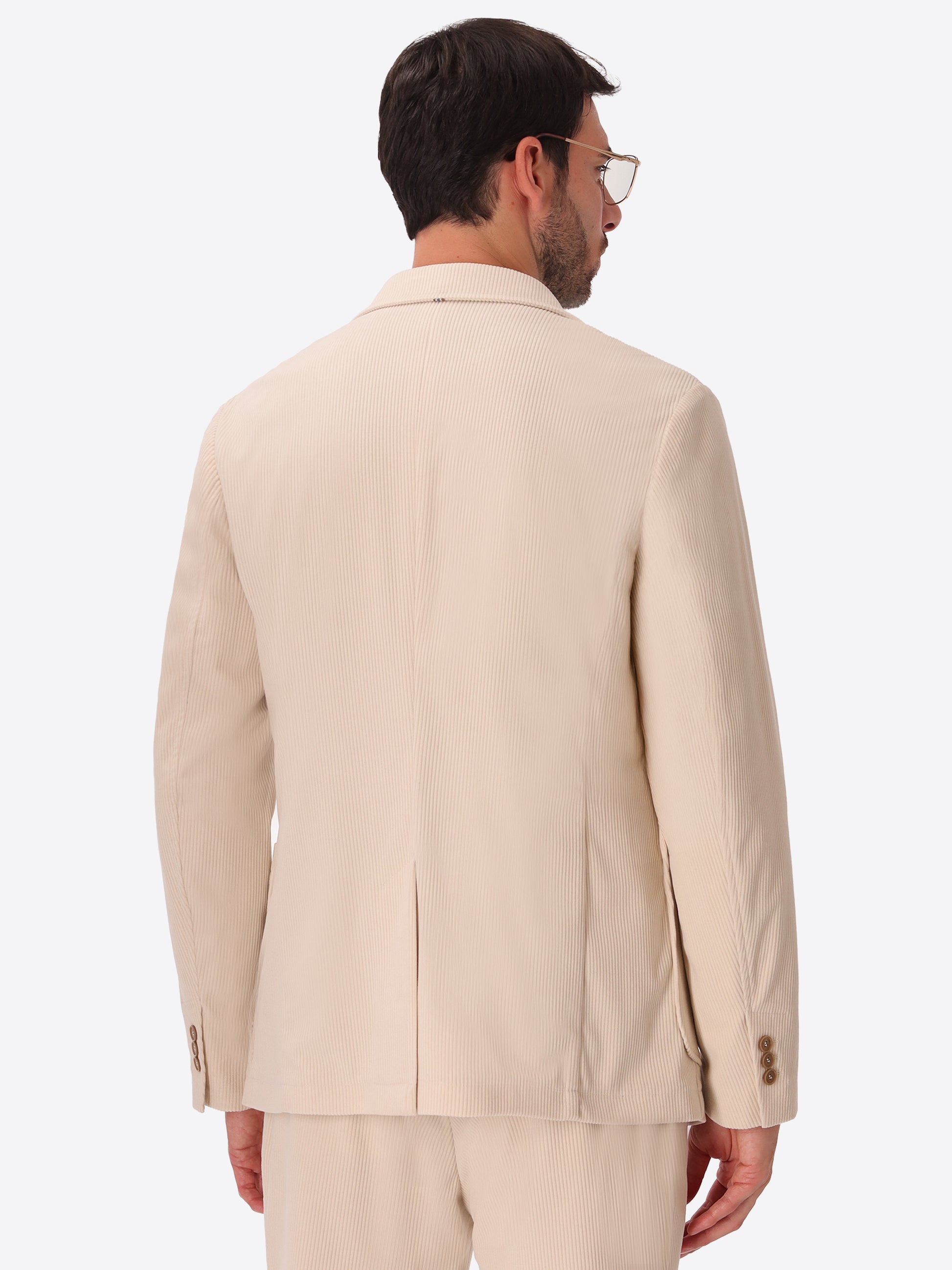 Leonardo Off White 1000-Stripe Super-Comfort Velvet Jacket - Model Back View