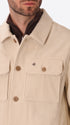 Leonardo Off White 1000-Stripe Super-Comfort Velvet Shirt Jacket - Close-Up Of The Collar
