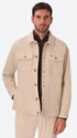Leonardo Off White 1000-Stripe Super-Comfort Velvet Shirt Jacket - Model Front View