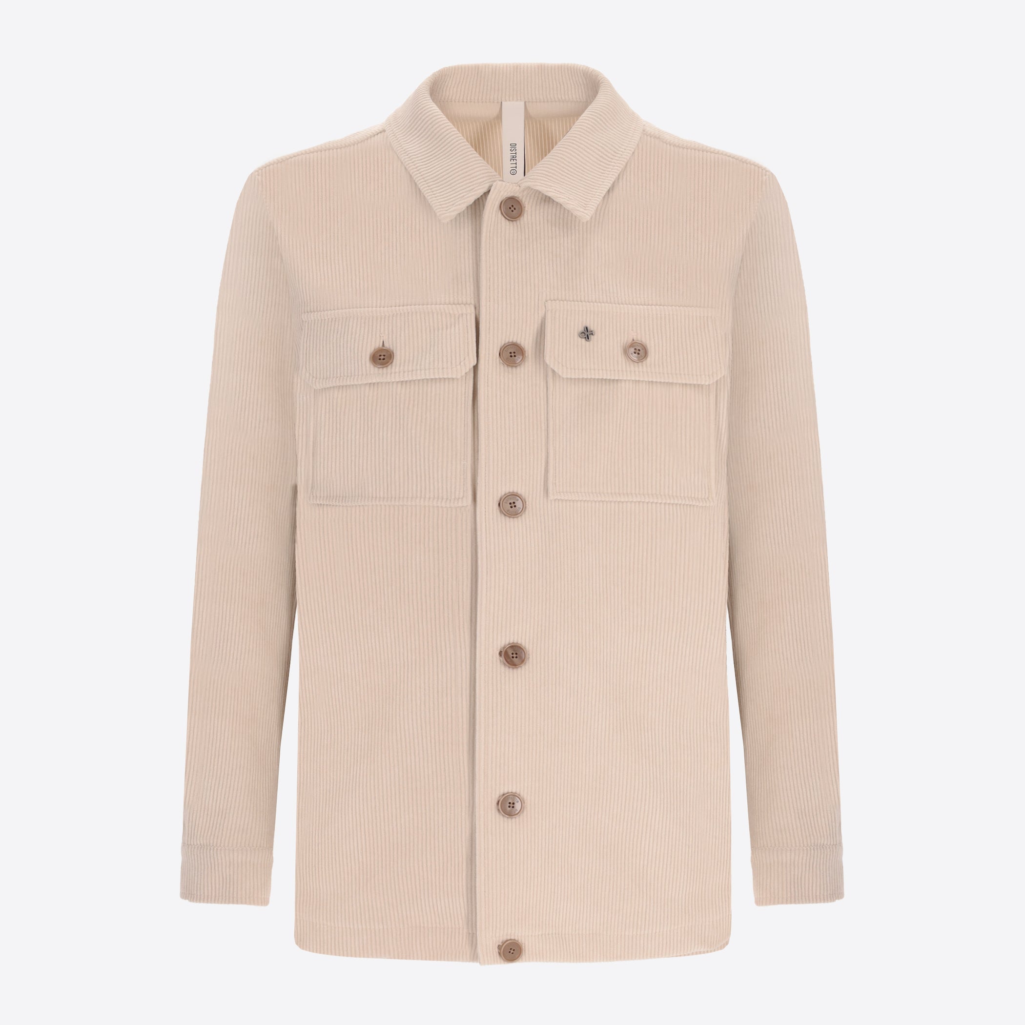 Distretto12 Leonardo Off White 1000-Stripe Super-Comfort Velvet Shirt Jacket - Product Still Life