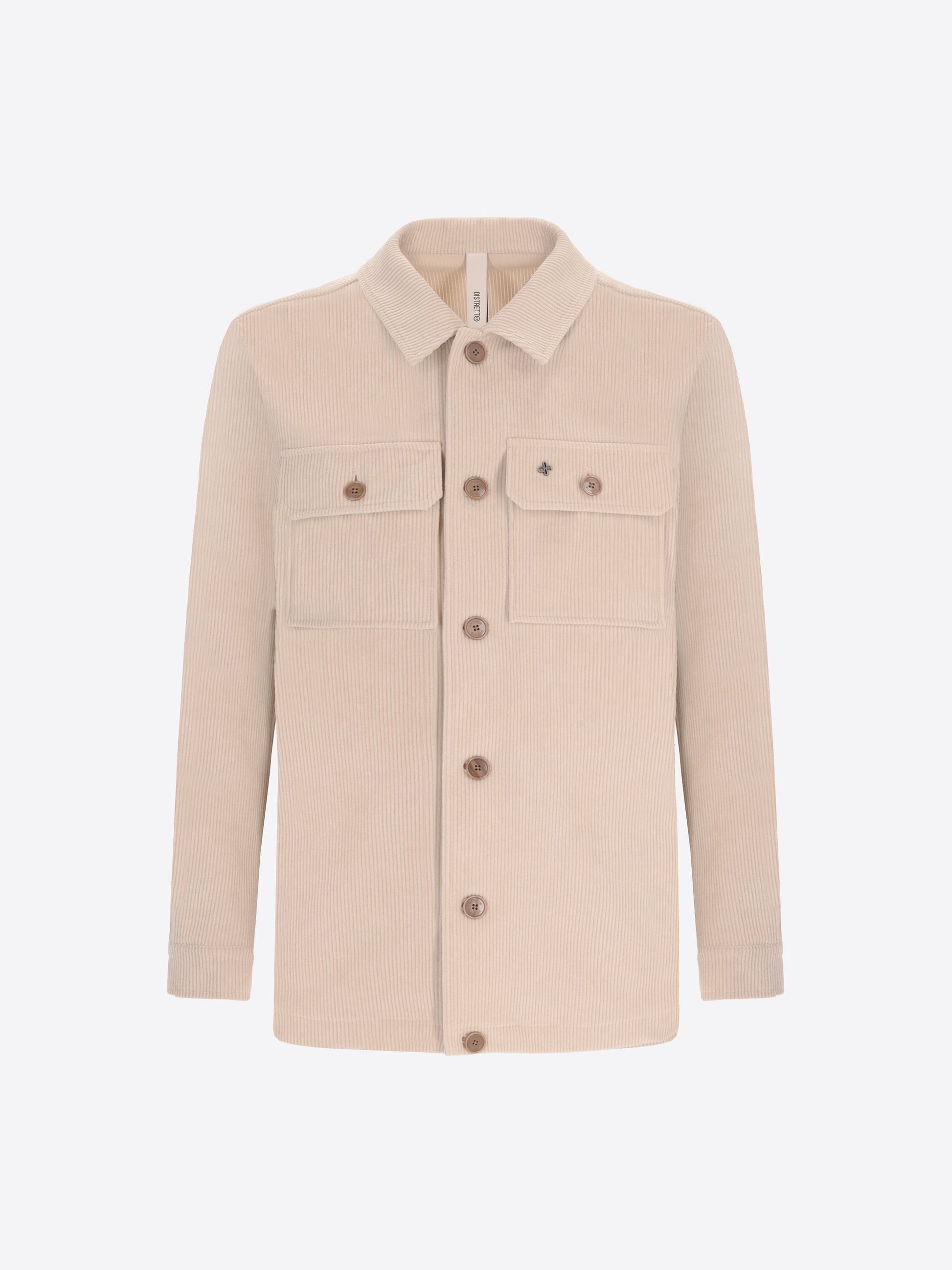Distretto12 Leonardo Off White 1000-Stripe Super-Comfort Velvet Shirt Jacket - Product Still Life