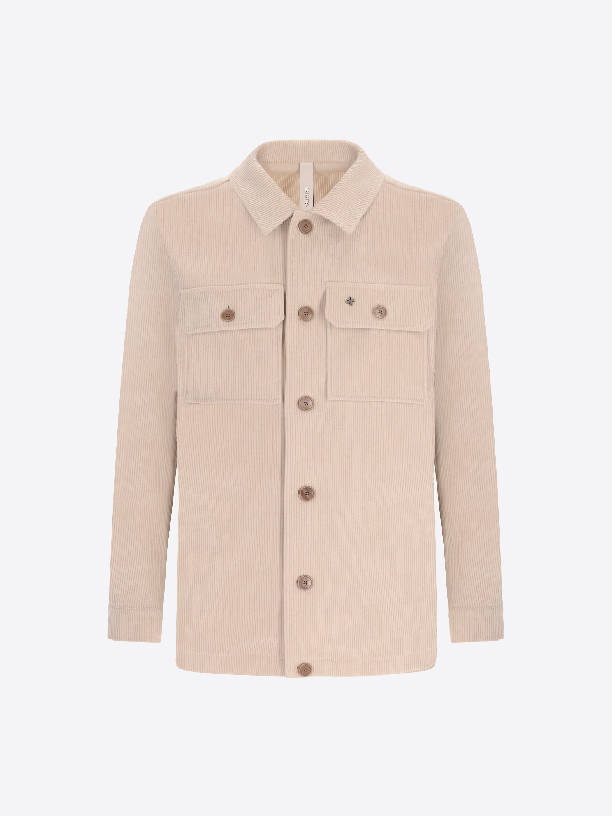 Distretto12 Leonardo Off White 1000-Stripe Super-Comfort Velvet Shirt Jacket - Product Still Life