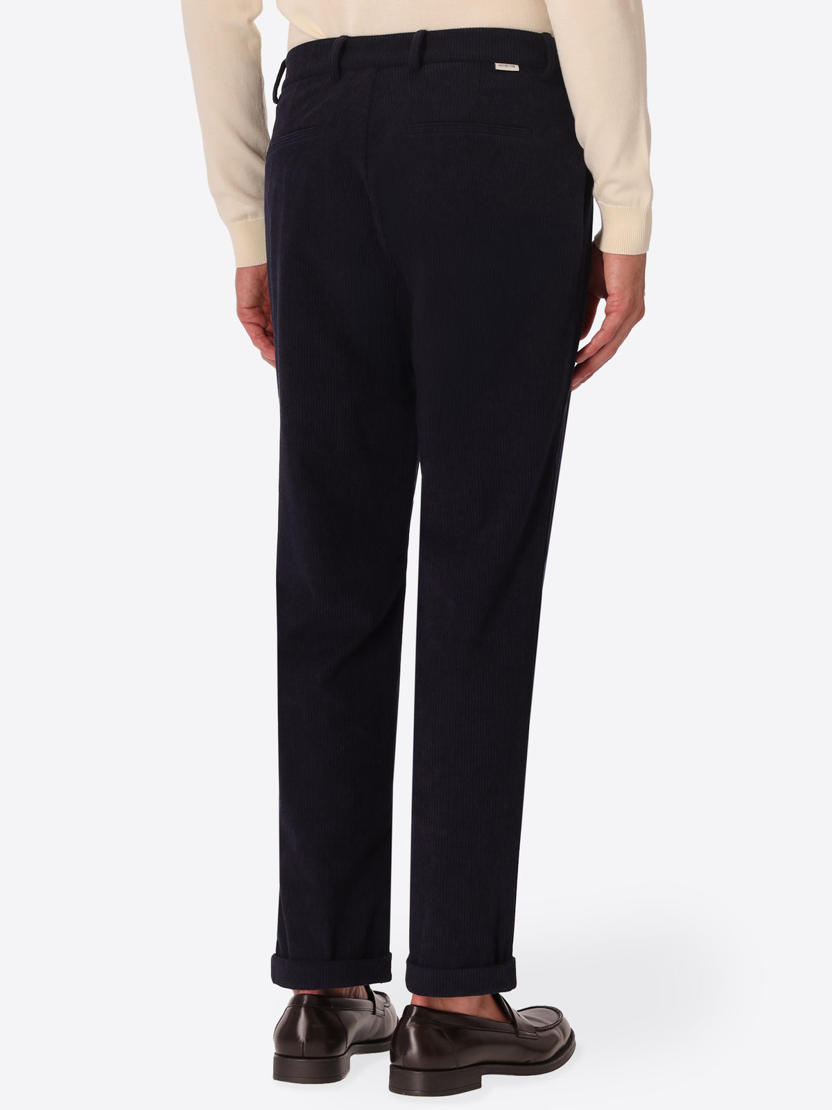 Rio Pences Leonardo Blue 1000-Stripe Super-Comfort Velvet Trousers - Model Back View
