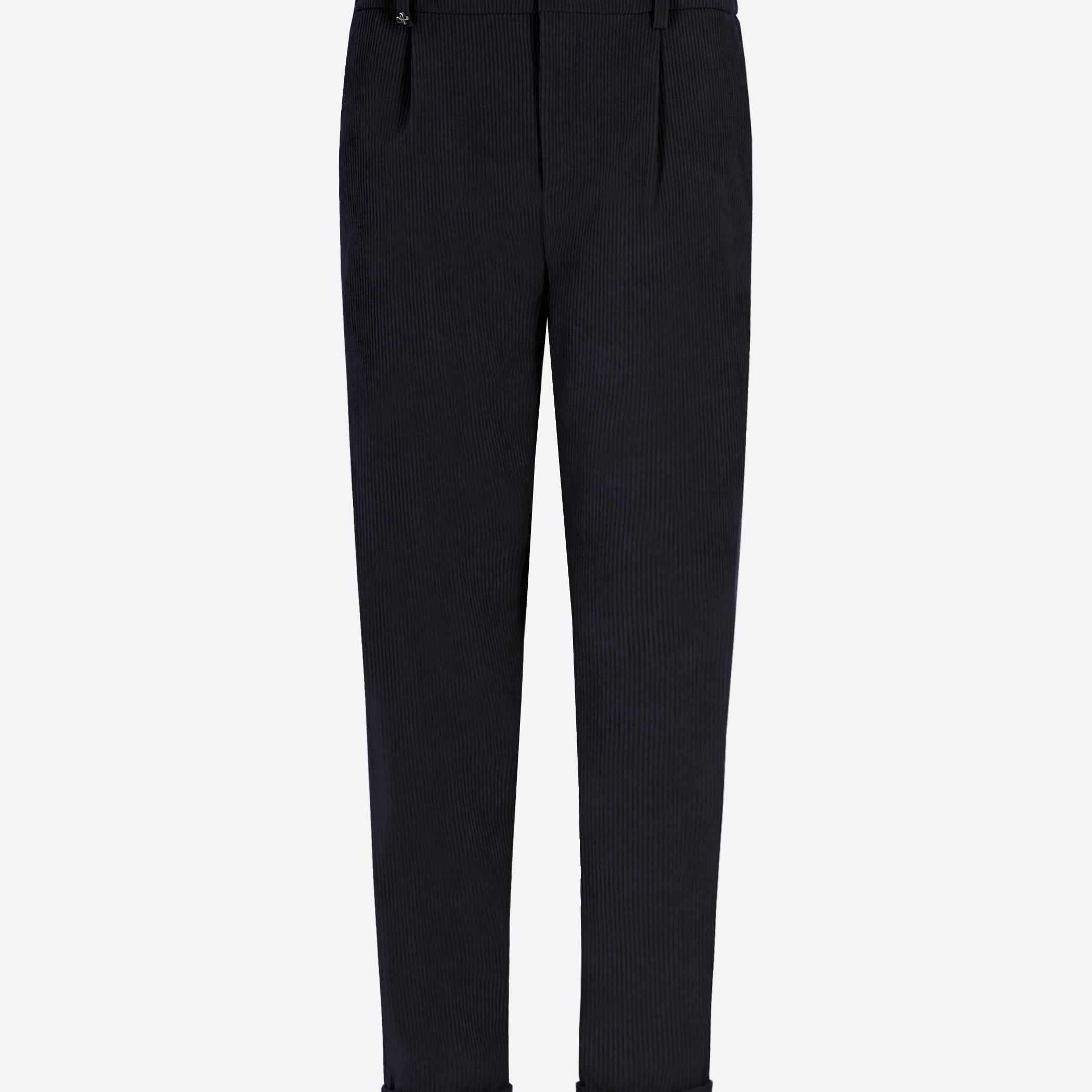 Distretto12 Rio Pences Leonardo Blue 1000-Stripe Super-Comfort Velvet Trousers - Product Still Life