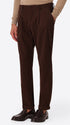 Rio Pences Leonardo Brown 1000-Stripe Super-Comfort Velvet Trousers - Model Front View