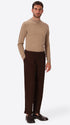 Rio Pences Leonardo Brown 1000-Stripe Super-Comfort Velvet Trousers - Model Full Body Shot