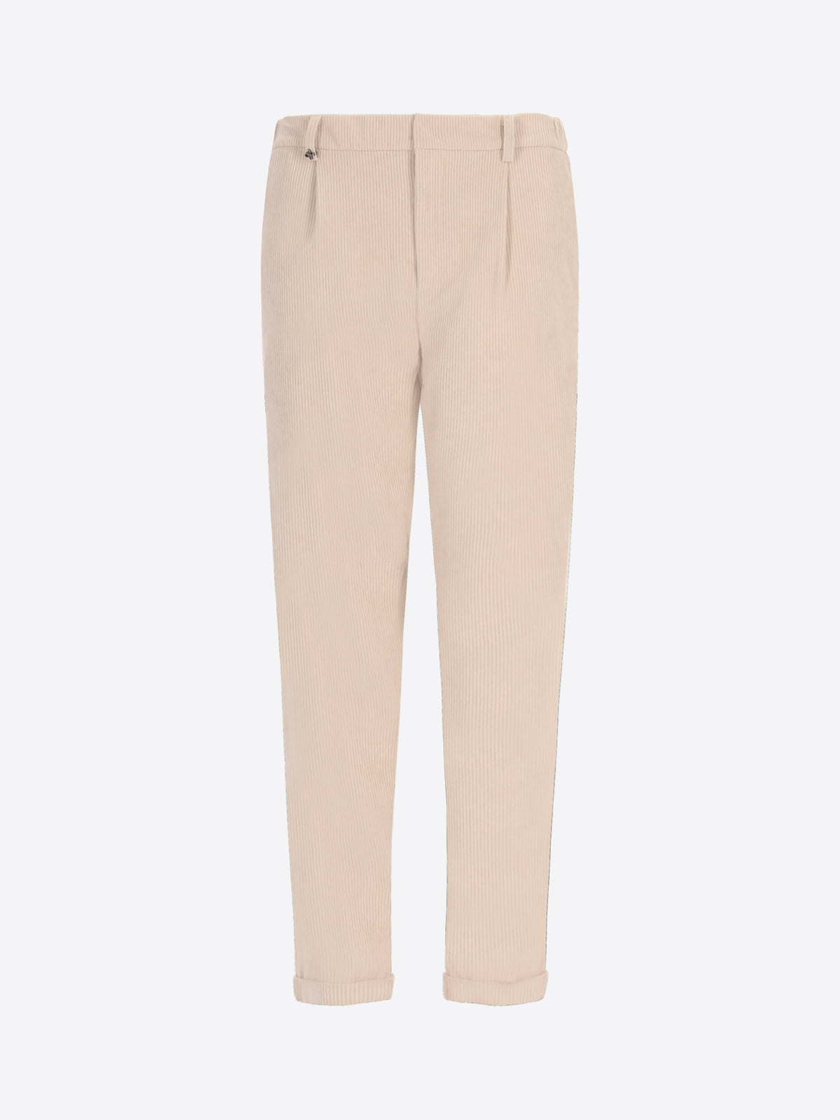 Distretto12 Rio Pences Leonardo Off White 1000-Stripe Super-Comfort Velvet Trousers - Product Still Life