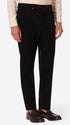 York Leonardo Black 1000-Stripe Super-Comfort Velvet Trousers - Model Front View