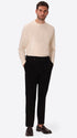 York Leonardo Black 1000-Stripe Super-Comfort Velvet Trousers - Model Full Body Shot
