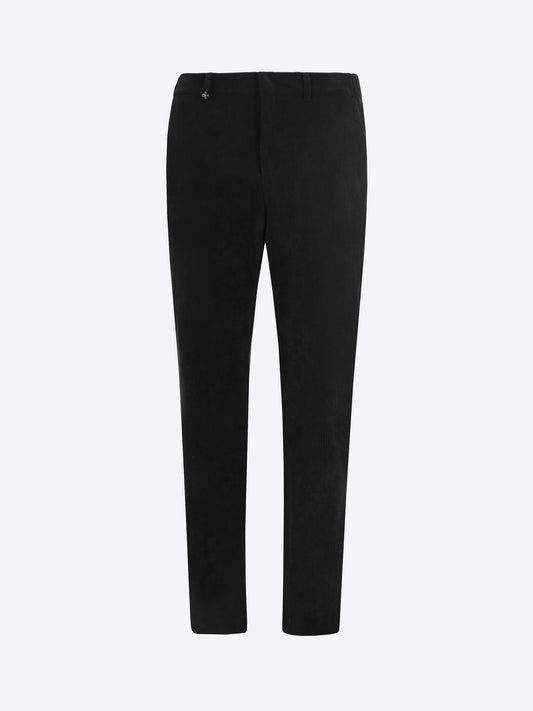 Distretto12 York Leonardo Black 1000-Stripe Super-Comfort Velvet Trousers - Product Still Life
