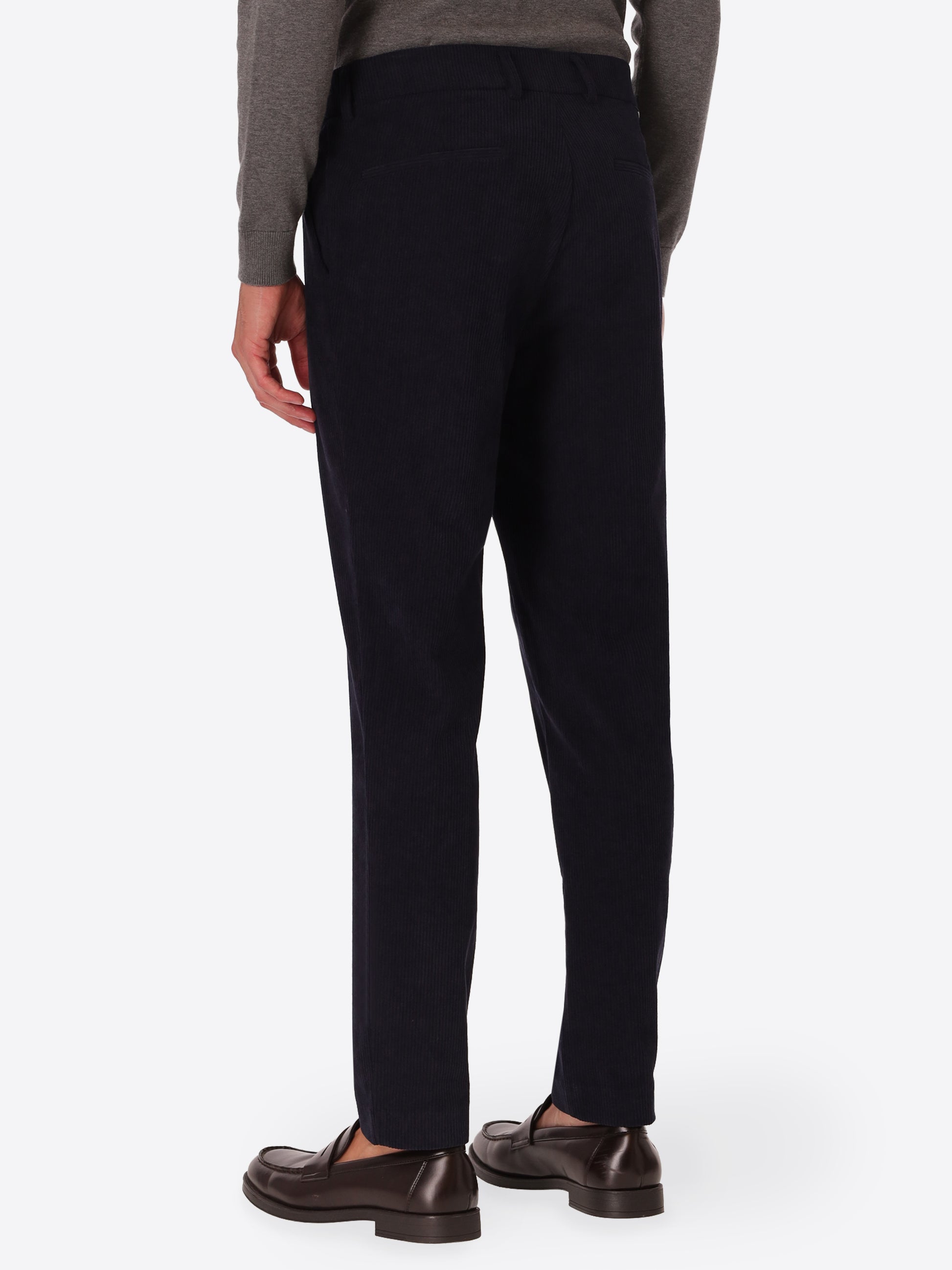 York Leonardo Blue 1000-Stripe Super-Comfort Velvet Trousers - Model Back View
