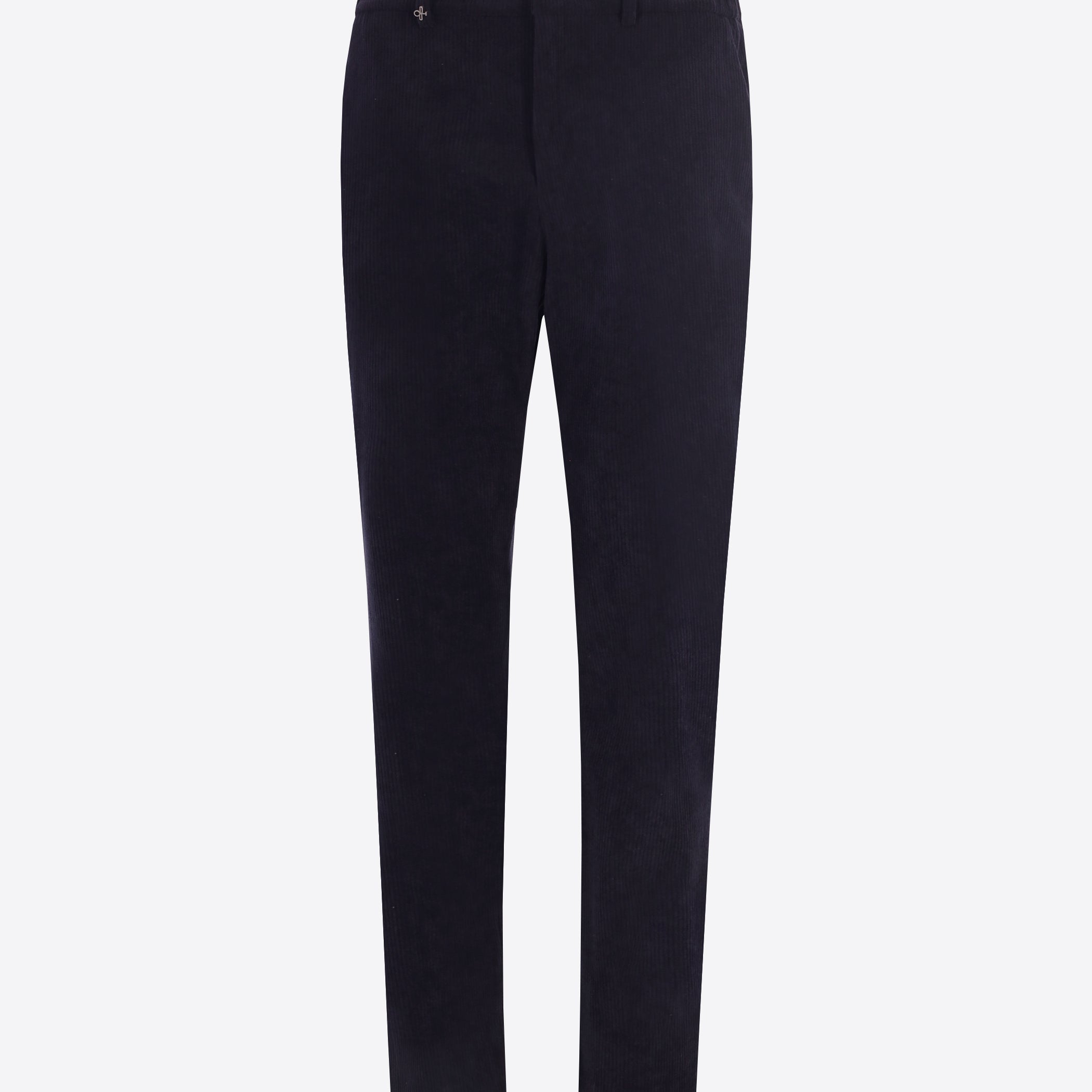 Distretto12 York Leonardo Blue 1000-Stripe Super-Comfort Velvet Trousers - Product Still Life