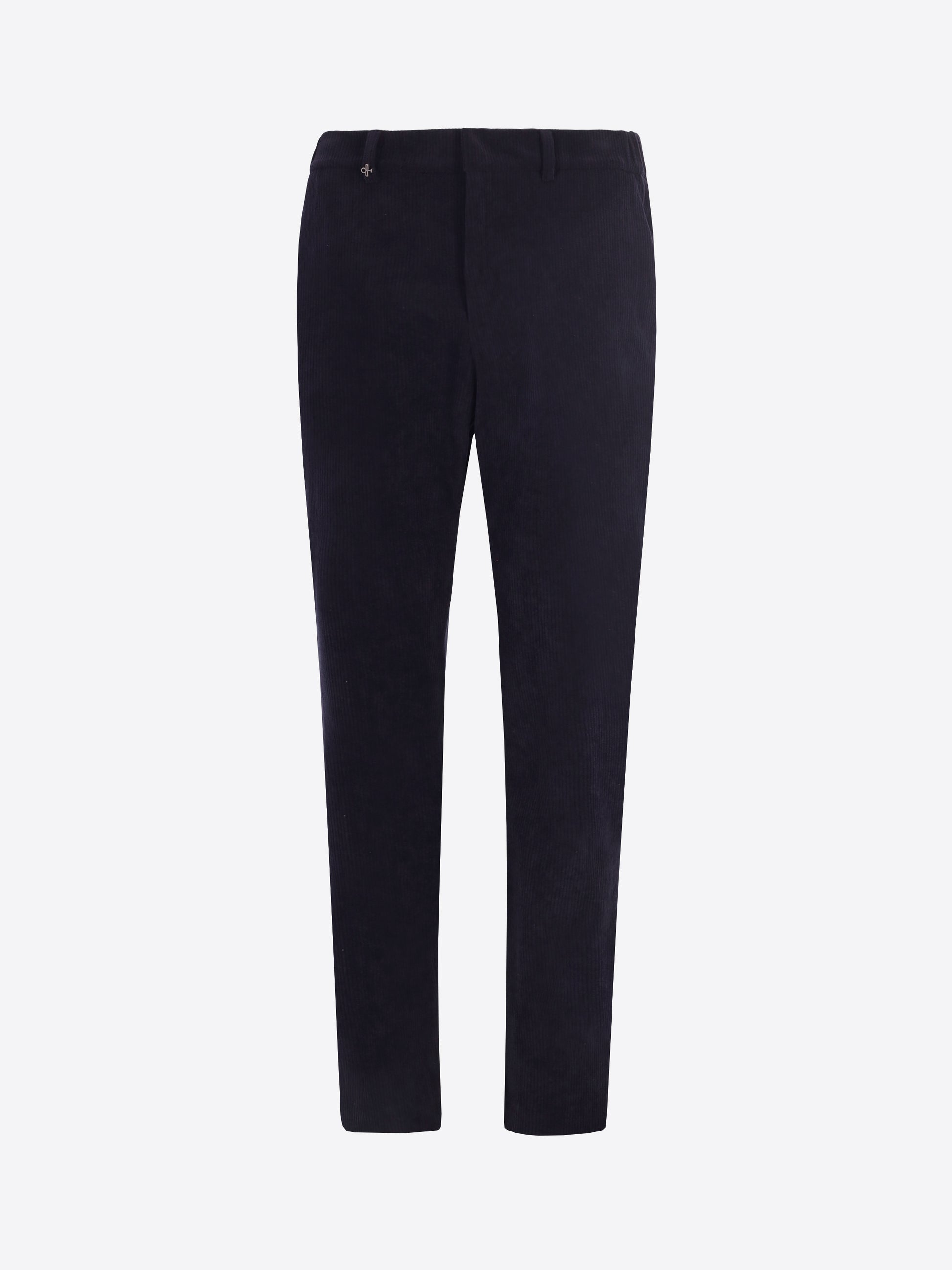 Distretto12 York Leonardo Blue 1000-Stripe Super-Comfort Velvet Trousers - Product Still Life