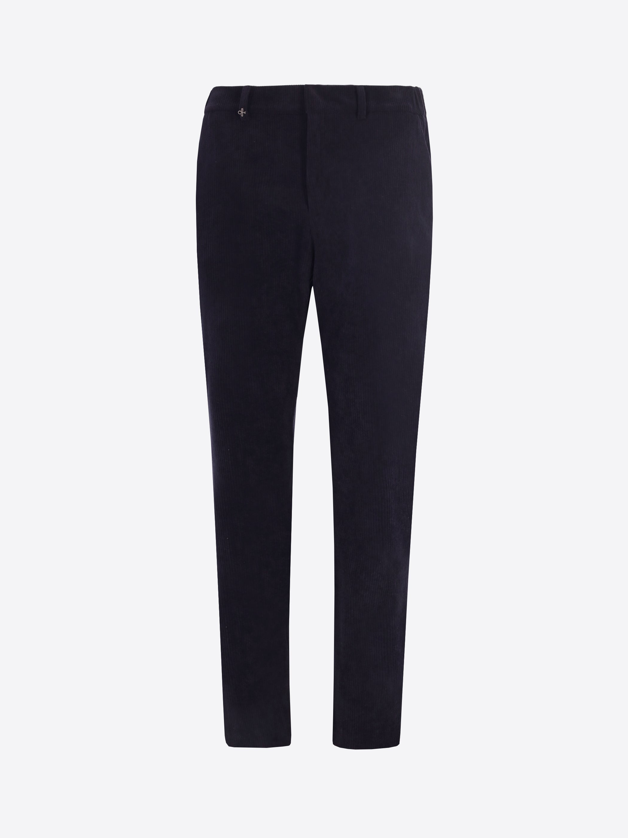 Distretto12 York Leonardo Blue 1000-Stripe Super-Comfort Velvet Trousers - Product Still Life