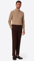 York Leonardo Brown 1000-Stripe Super-Comfort Velvet Trousers - Model Full Body Shot