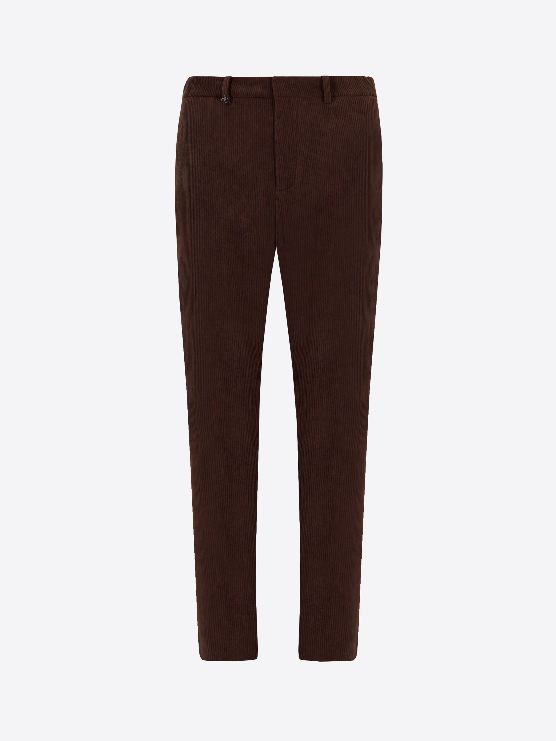 Distretto12 York Leonardo Brown 1000-Stripe Super-Comfort Velvet Trousers - Product Still Life