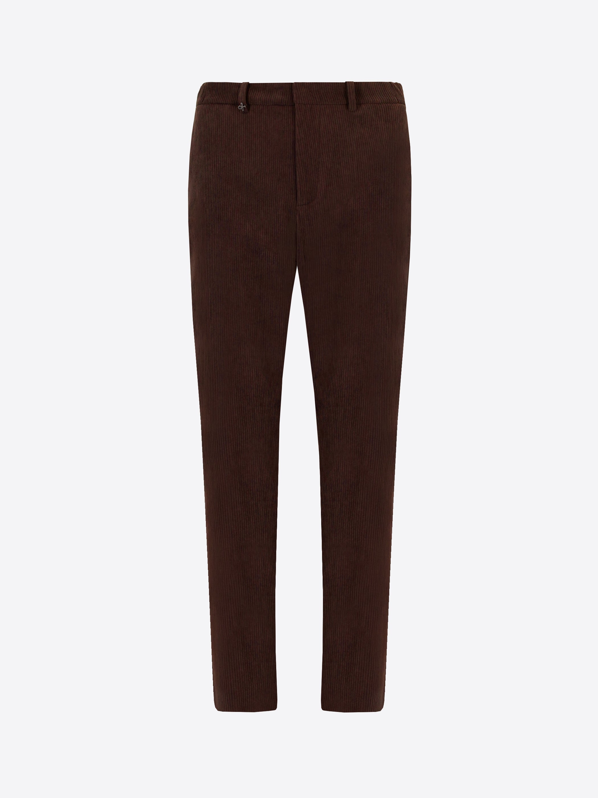 Distretto12 York Leonardo Brown 1000-Stripe Super-Comfort Velvet Trousers - Product Still Life