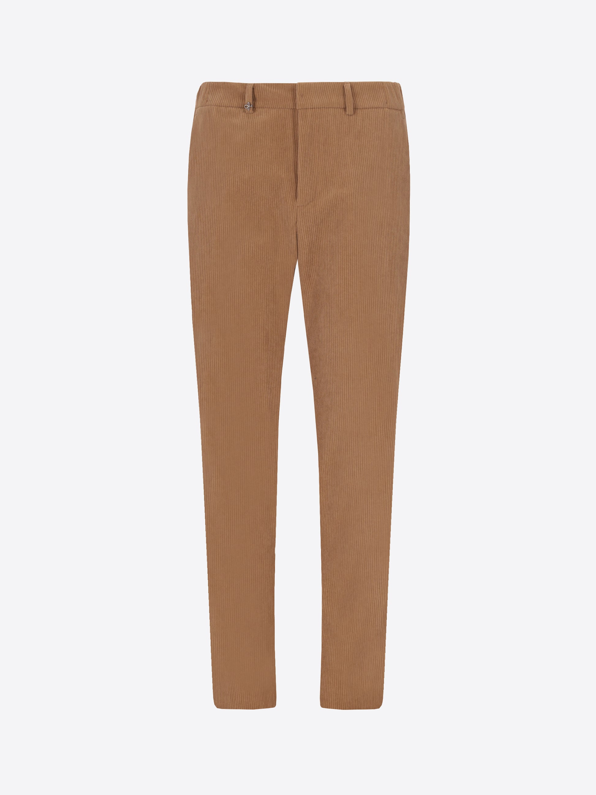 Distretto12 York Leonardo Camel 1000-Stripe Super-Comfort Velvet Trousers - Product Still Life