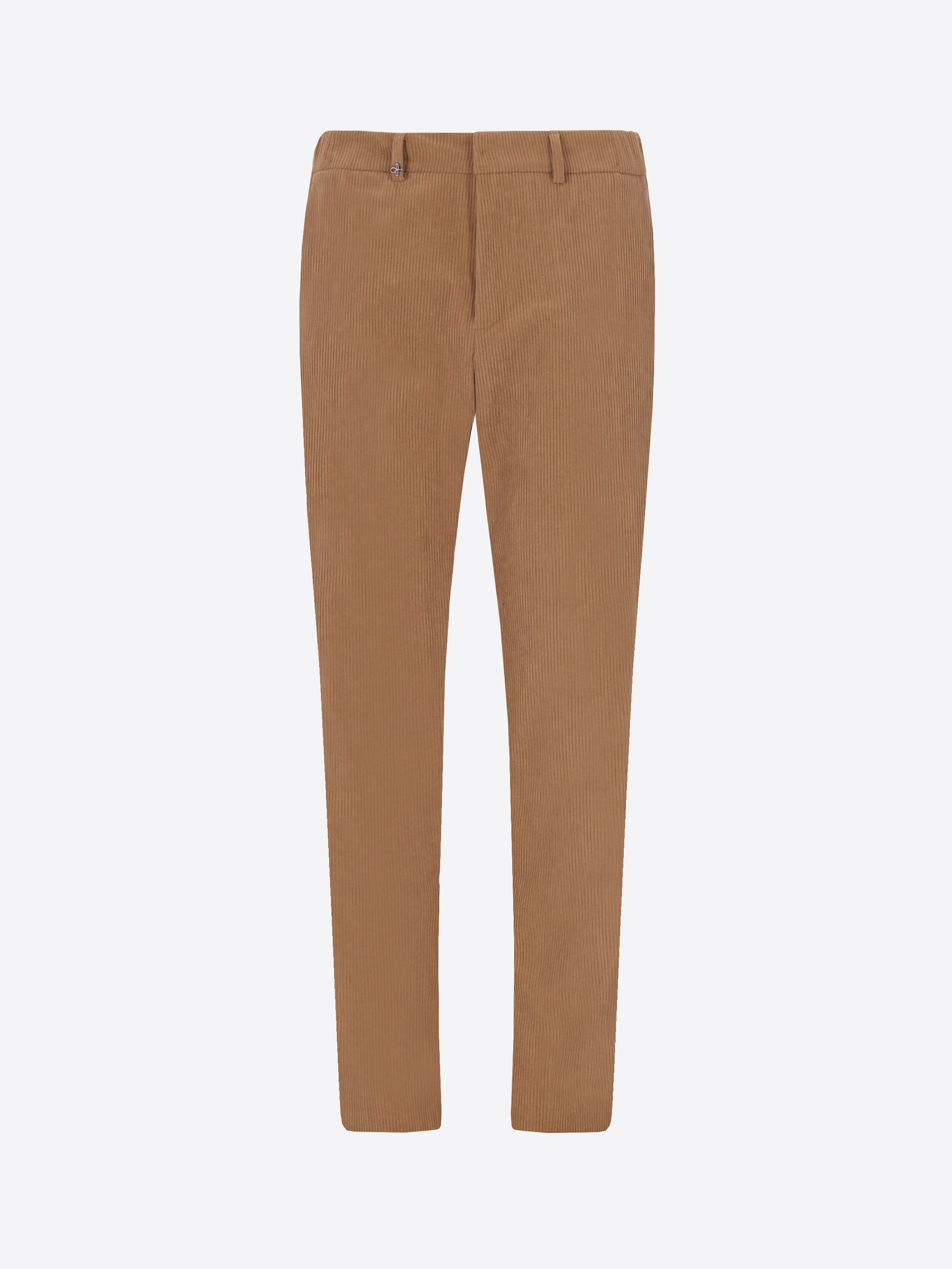 Distretto12 York Leonardo Camel 1000-Stripe Super-Comfort Velvet Trousers - Product Still Life