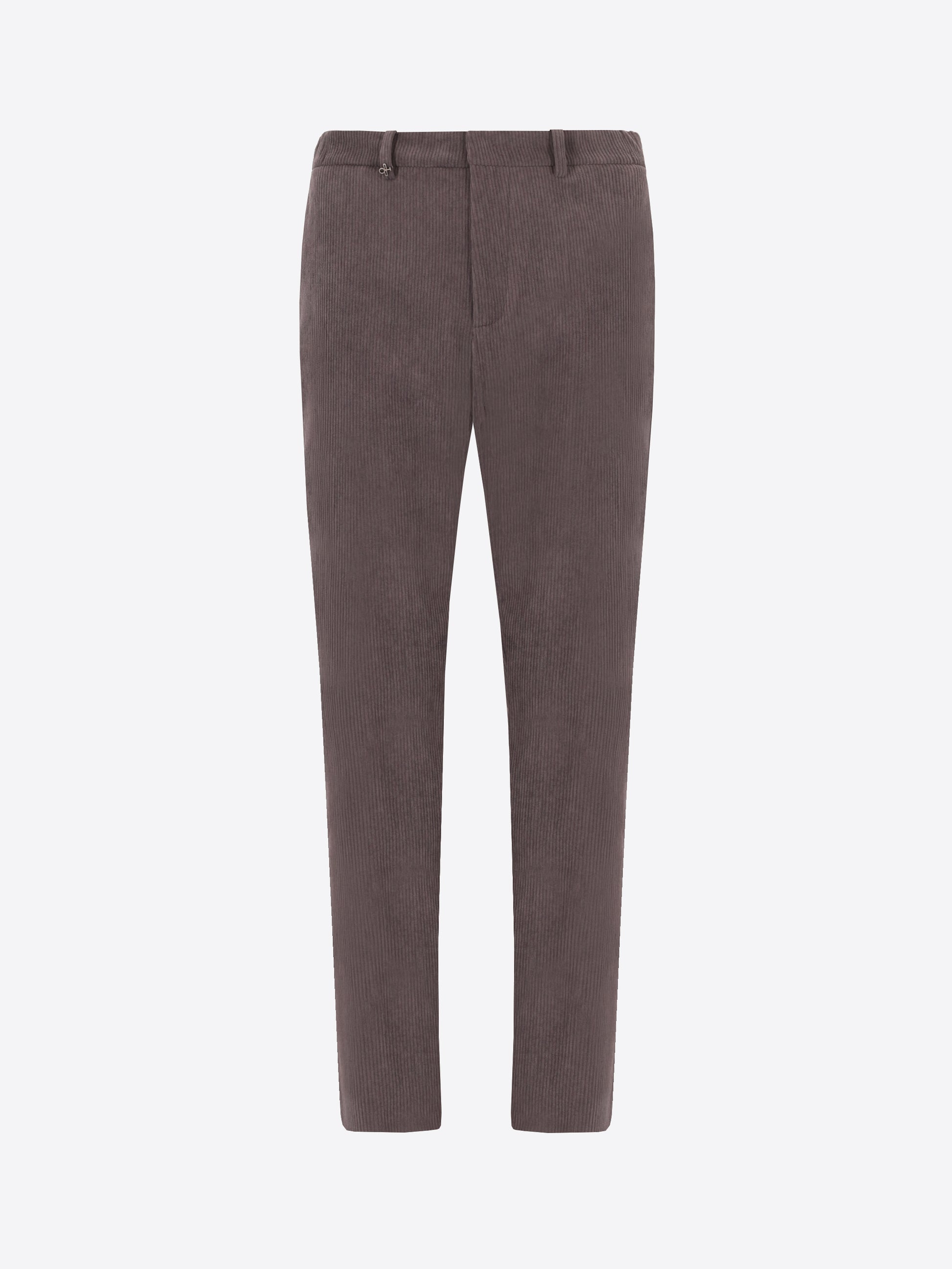 Distretto12 York Leonardo Charcoal 1000-Stripe Super-Comfort Velvet Trousers - Product Still Life