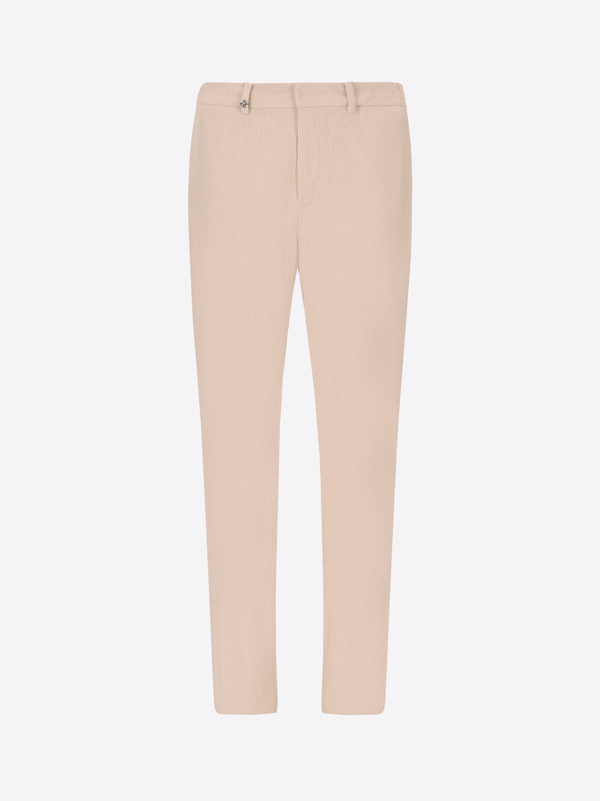 Distretto12 York Leonardo Off White 1000-Stripe Super-Comfort Velvet Trousers - Product Still Life