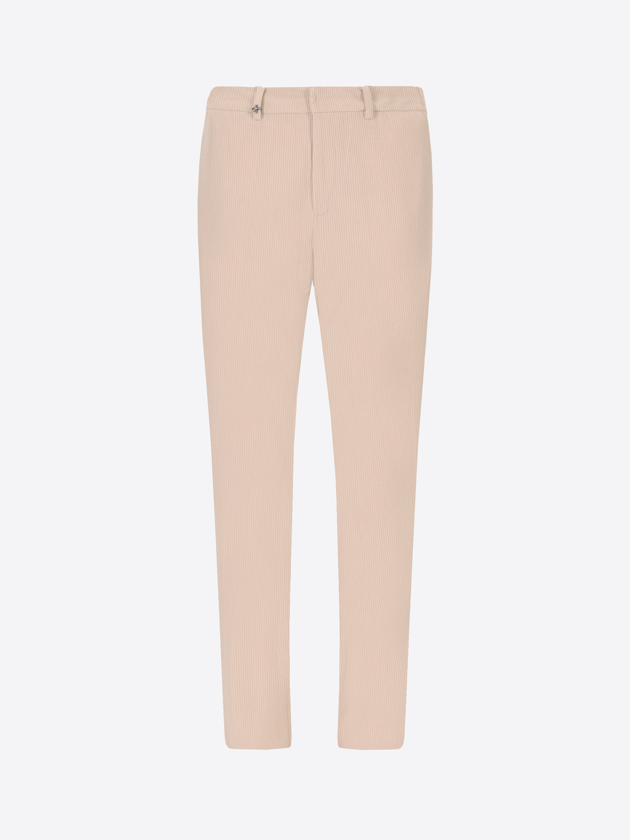 Distretto12 York Leonardo Off White 1000-Stripe Super-Comfort Velvet Trousers - Product Still Life