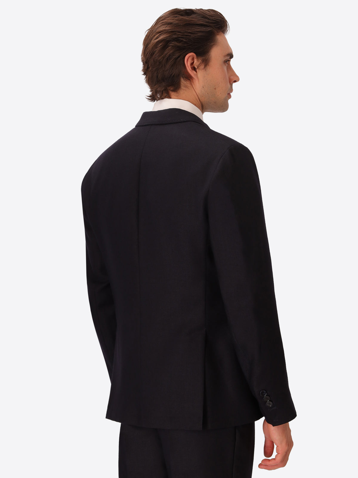 Tiziano Blue 100% Virgin Wool Double-Breasted Jacket - Model Back View