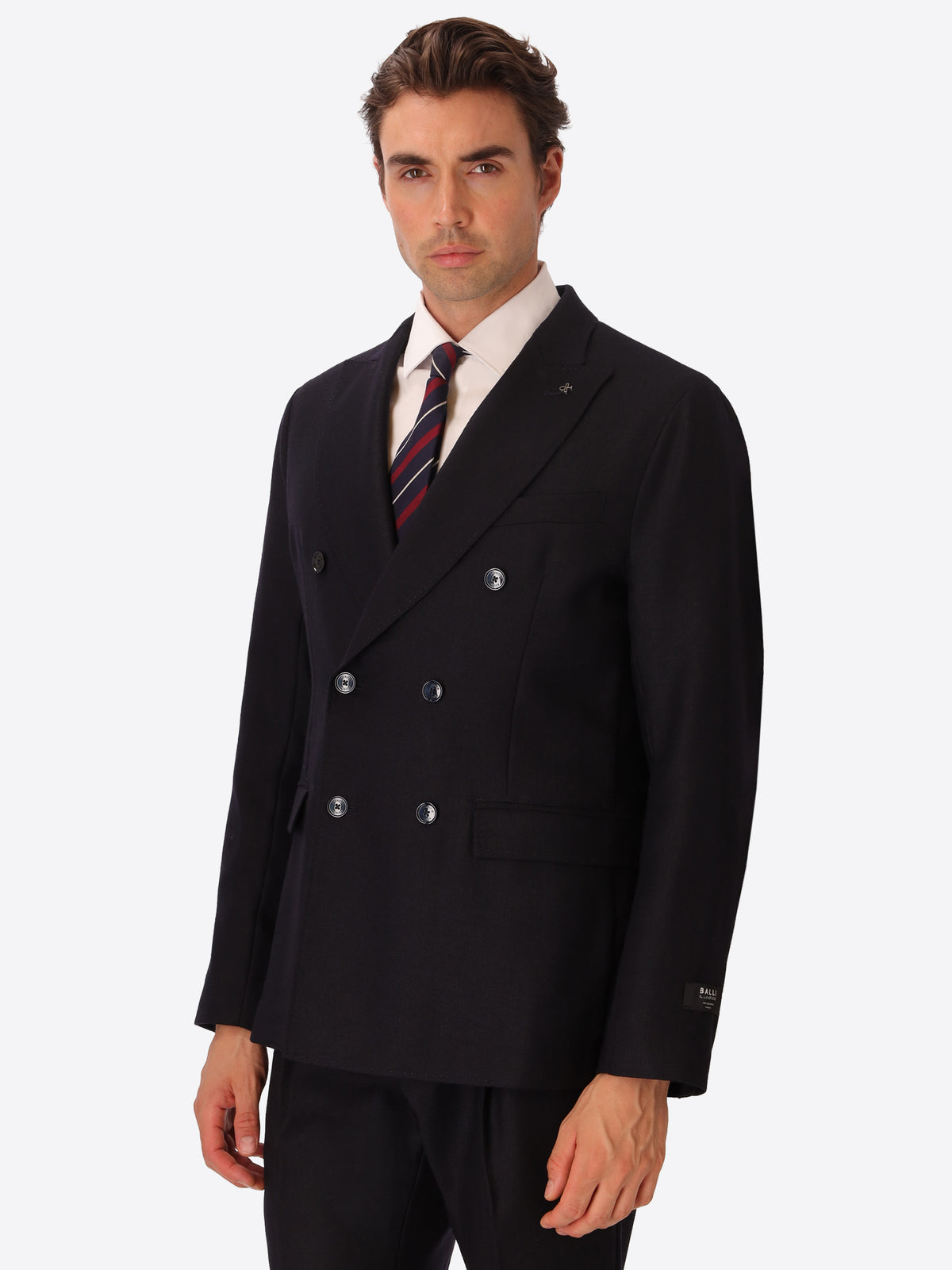 Tiziano Blue 100% Virgin Wool Double-Breasted Jacket - Model Front View