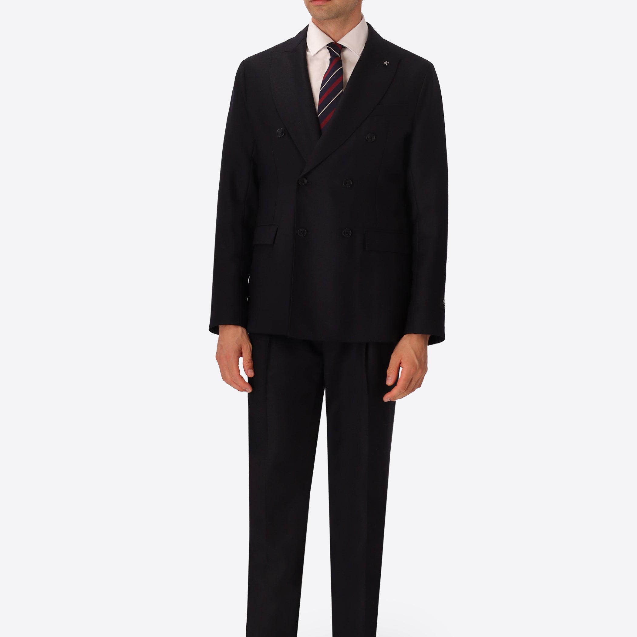 Tiziano Blue 100% Virgin Wool Double-Breasted Jacket - Model Full Body Shot
