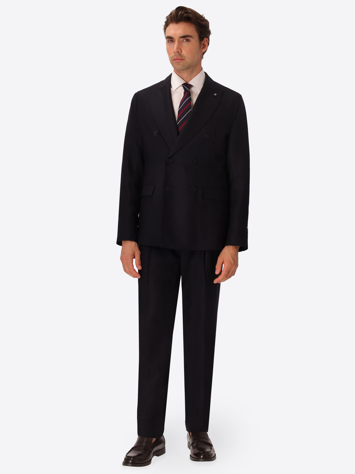 Tiziano Blue 100% Virgin Wool Double-Breasted Jacket - Model Full Body Shot