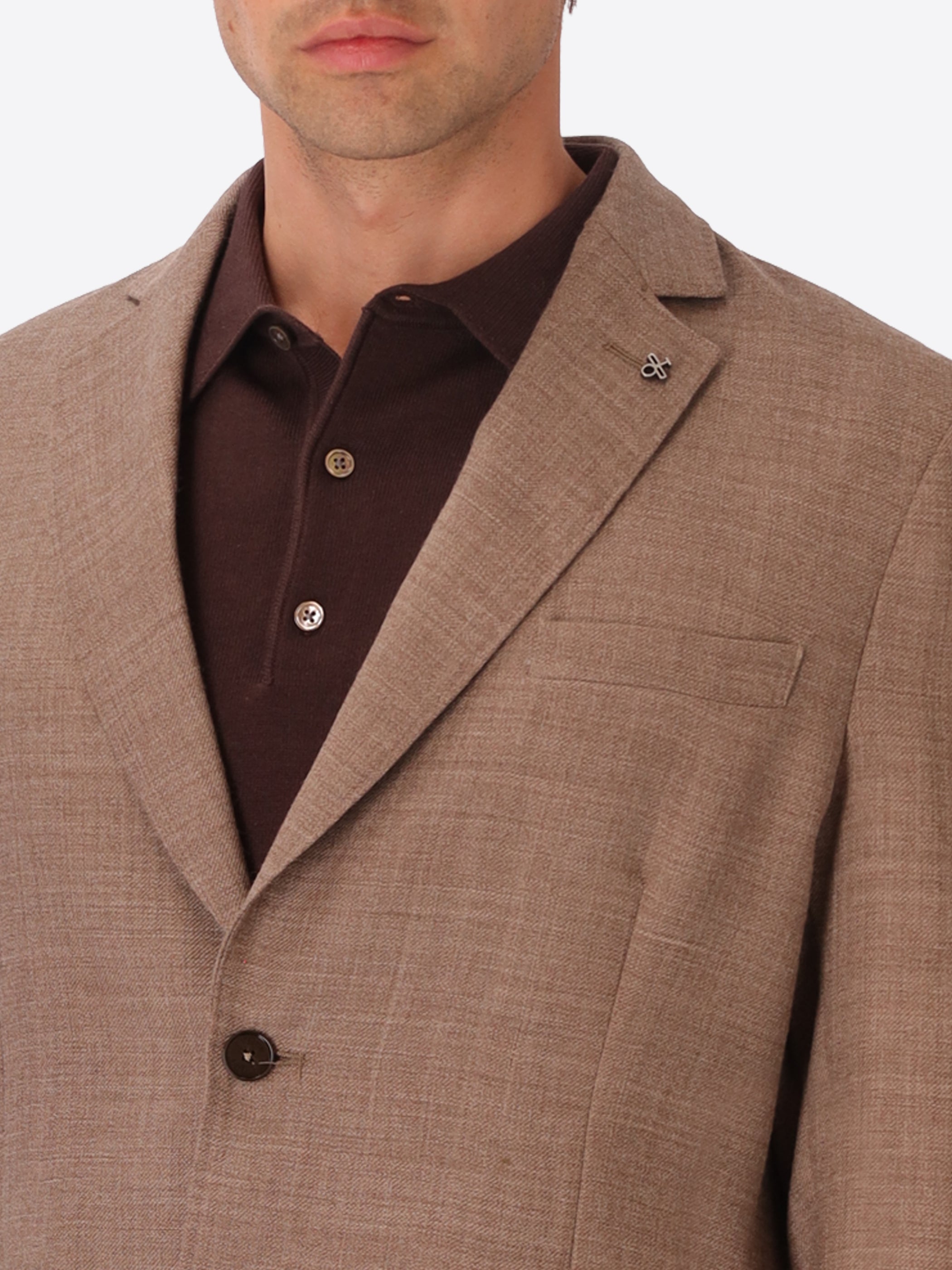 Tiziano Dove Grey 100% Virgin Wool Jacket - Close-Up Of The Collar