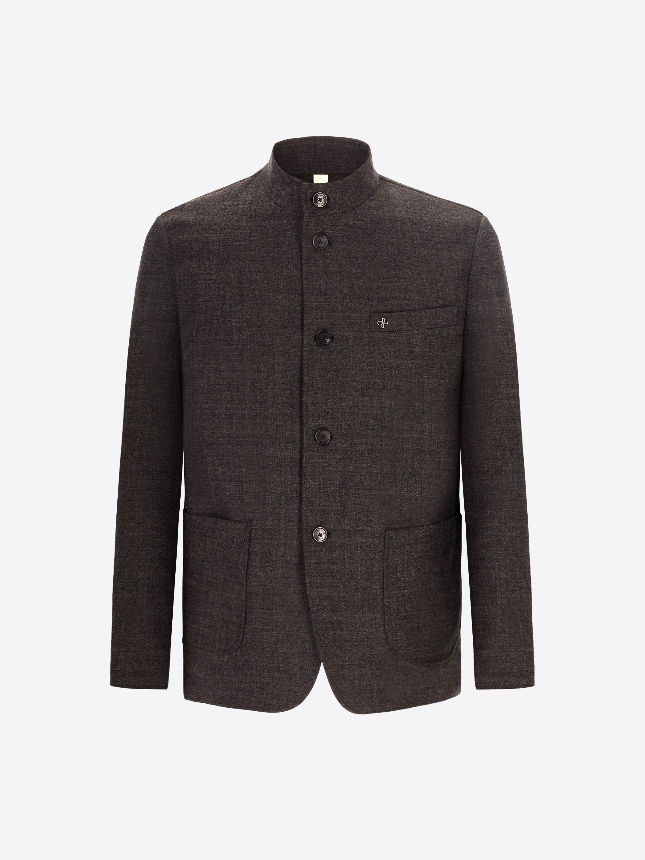 Distretto12 Tiziano Charcoal 100% Virgin Wool Korean-Collar Jacket - Product Still Life