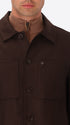 Tiziano Brown 100% Virgin Wool Shirt Jacket - Close-Up Of The Collar