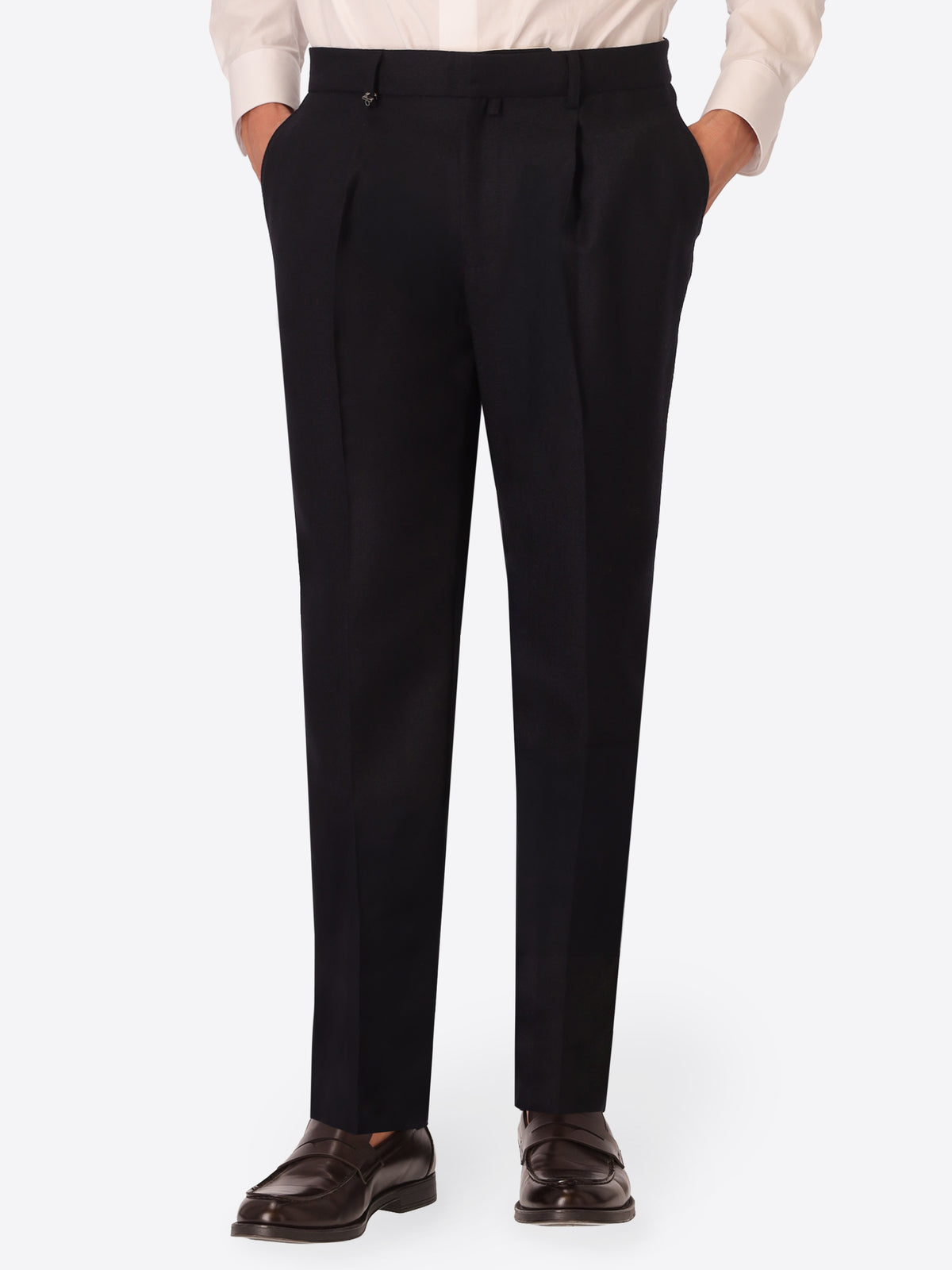 Rio Pences Tiziano Blue 100% Virgin Wool Trousers - Model Front View