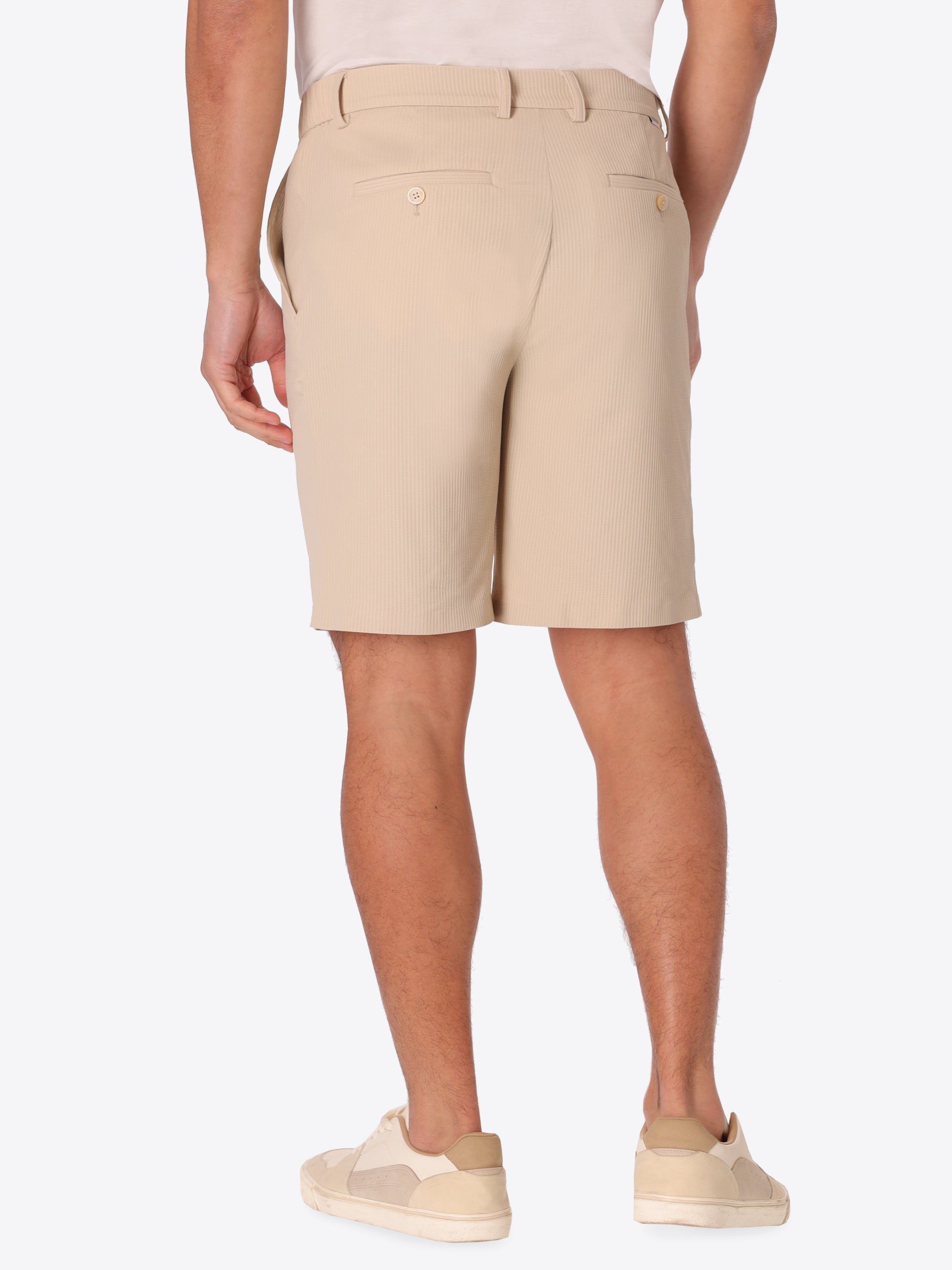 High-Perform12 Bermuda Leccio In Raised-Stripe Technical Stretch Fabric - Icon