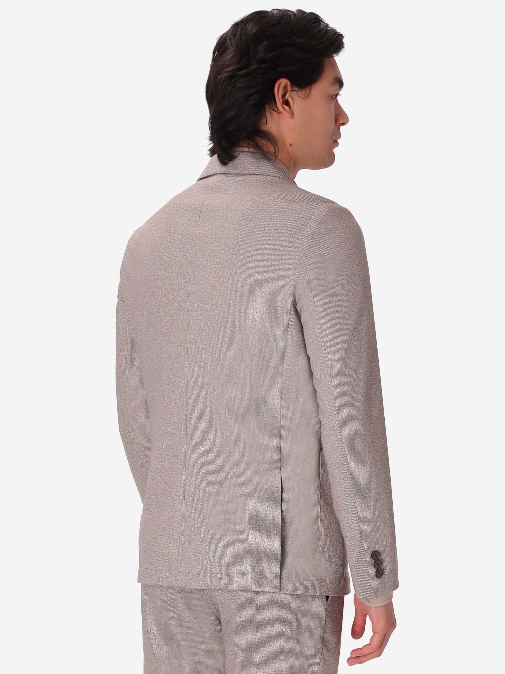Double-Breasted Jacket Prezzemolo In Technical Jersey Gauze Texture Print Fabric