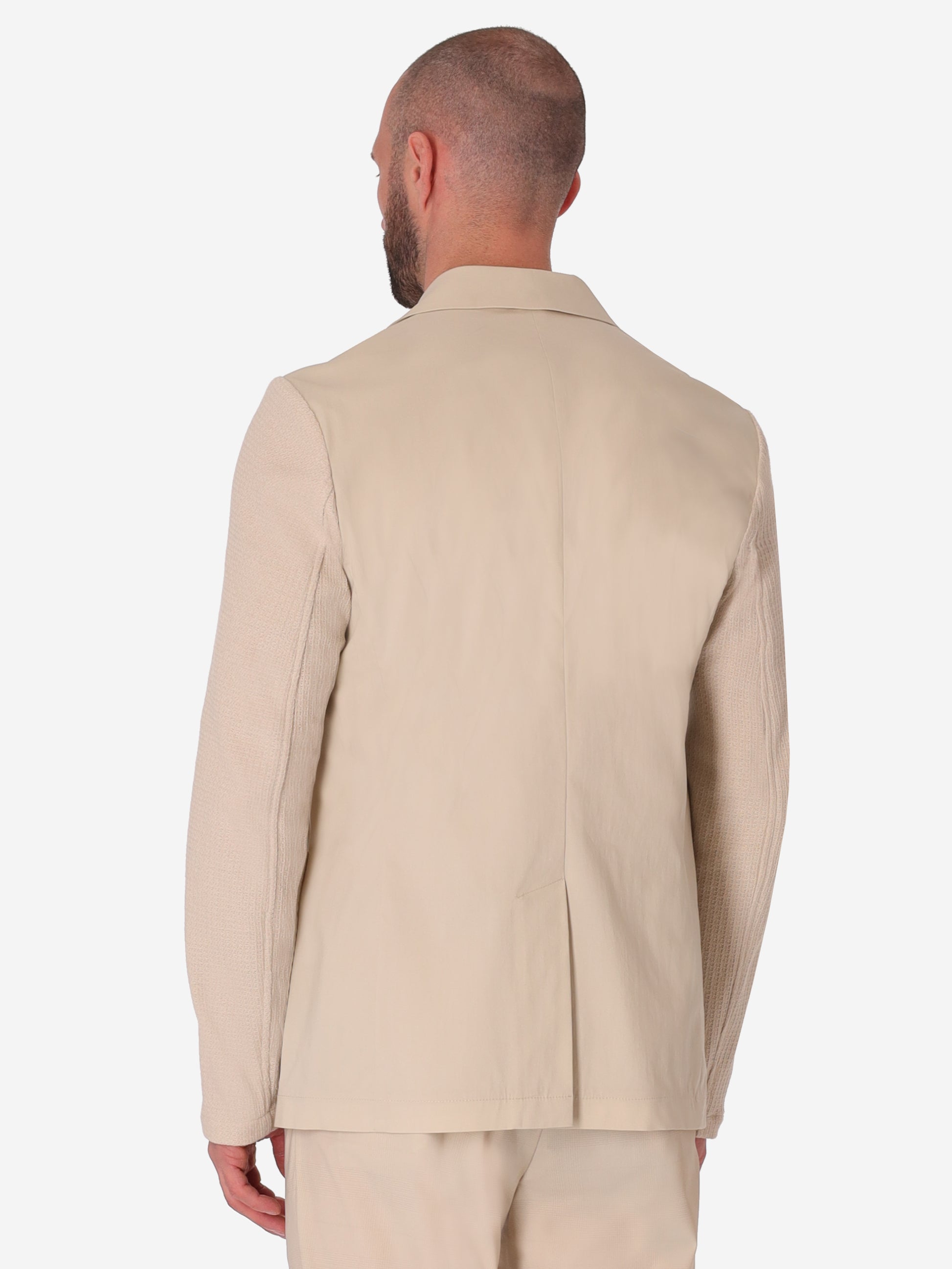 Giacca Orzo In Tessuto Misto Cotone Nylon Ultraleggero Con Maniche In Maglia