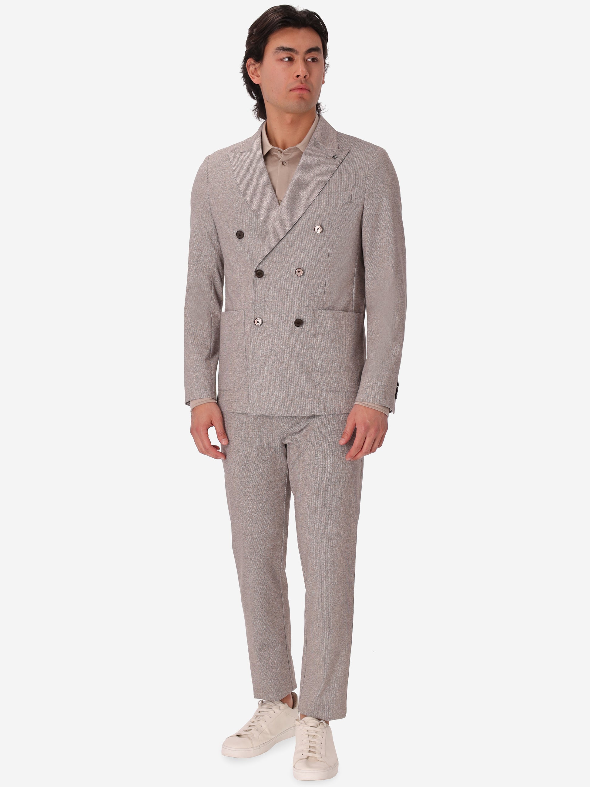 Double-Breasted Jacket Prezzemolo In Technical Jersey Gauze Texture Print Fabric