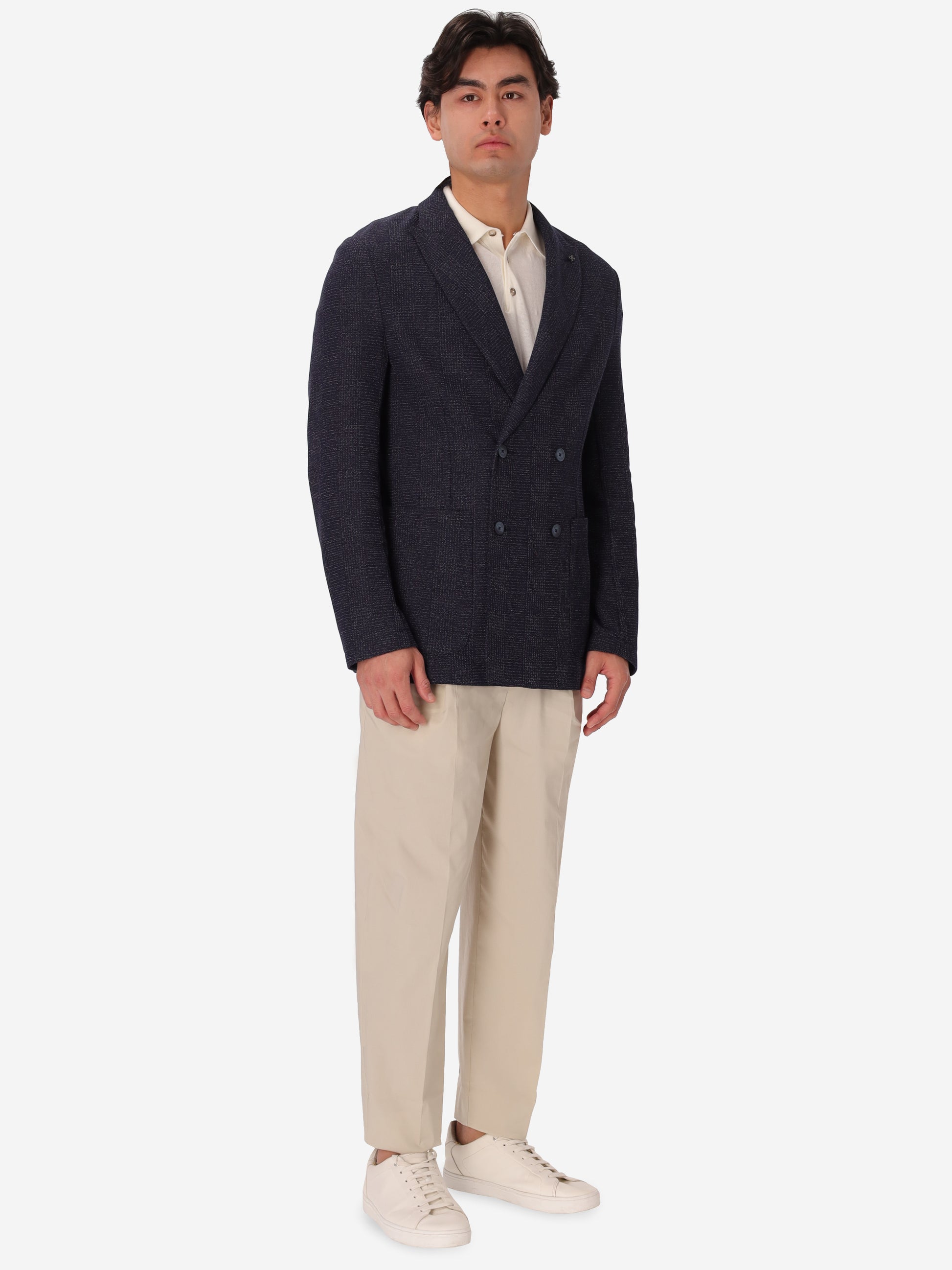 Narciso Doppelreihige Jacke Aus Stretch-Strick-Jacquard Mit Prince-of-Wales-Muster
