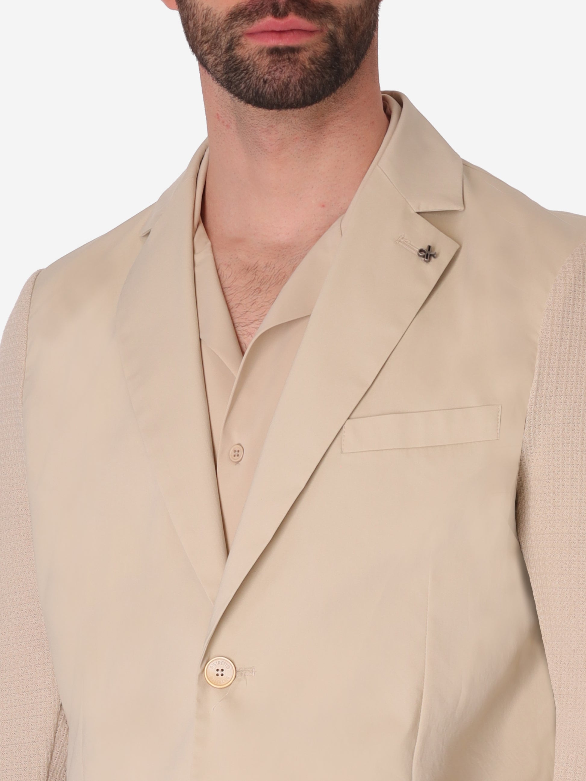 Giacca Orzo In Tessuto Misto Cotone Nylon Ultraleggero Con Maniche In Maglia