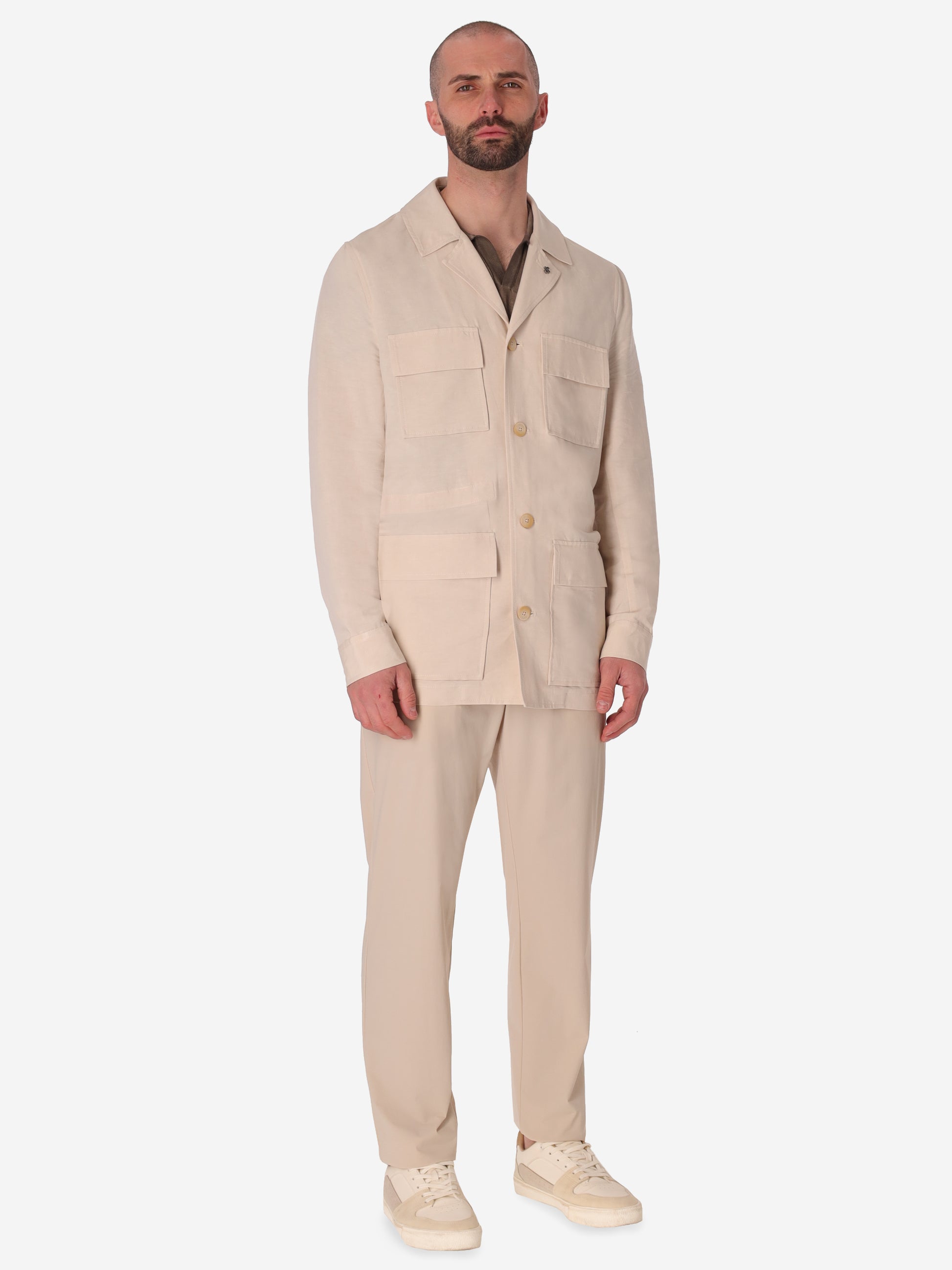 Field Jacket Alloro In Lightweight Linen-Viscose Fabric