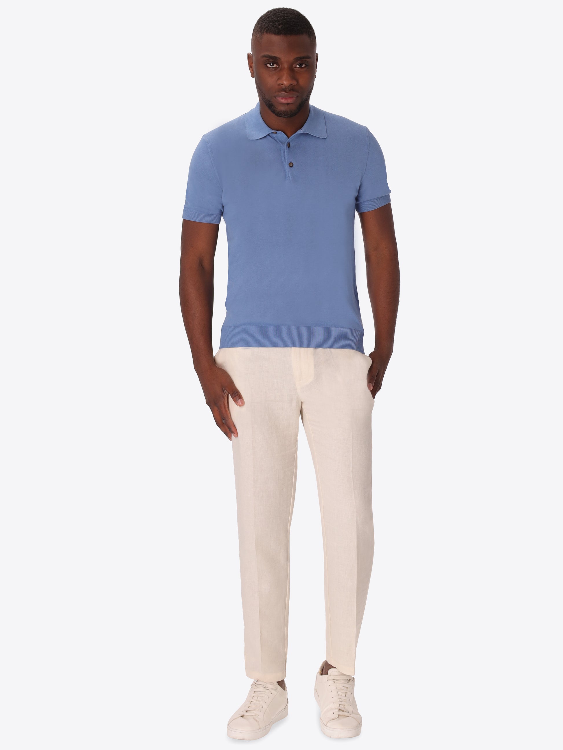 Polo Carrara In Garment-Dyed Cotton Crepe Yarn