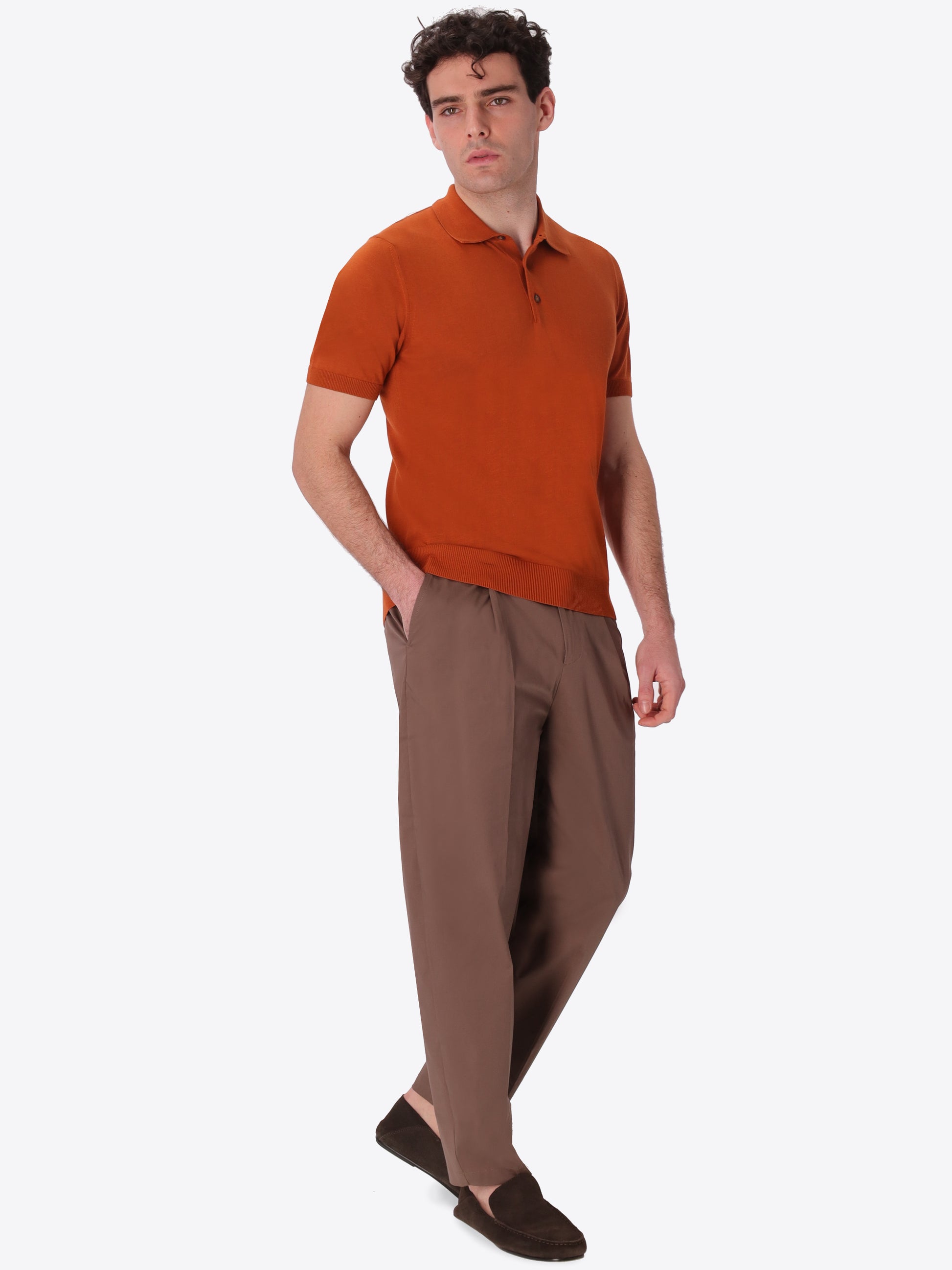 Polo Carrara In Garment-Dyed Cotton Crepe Yarn