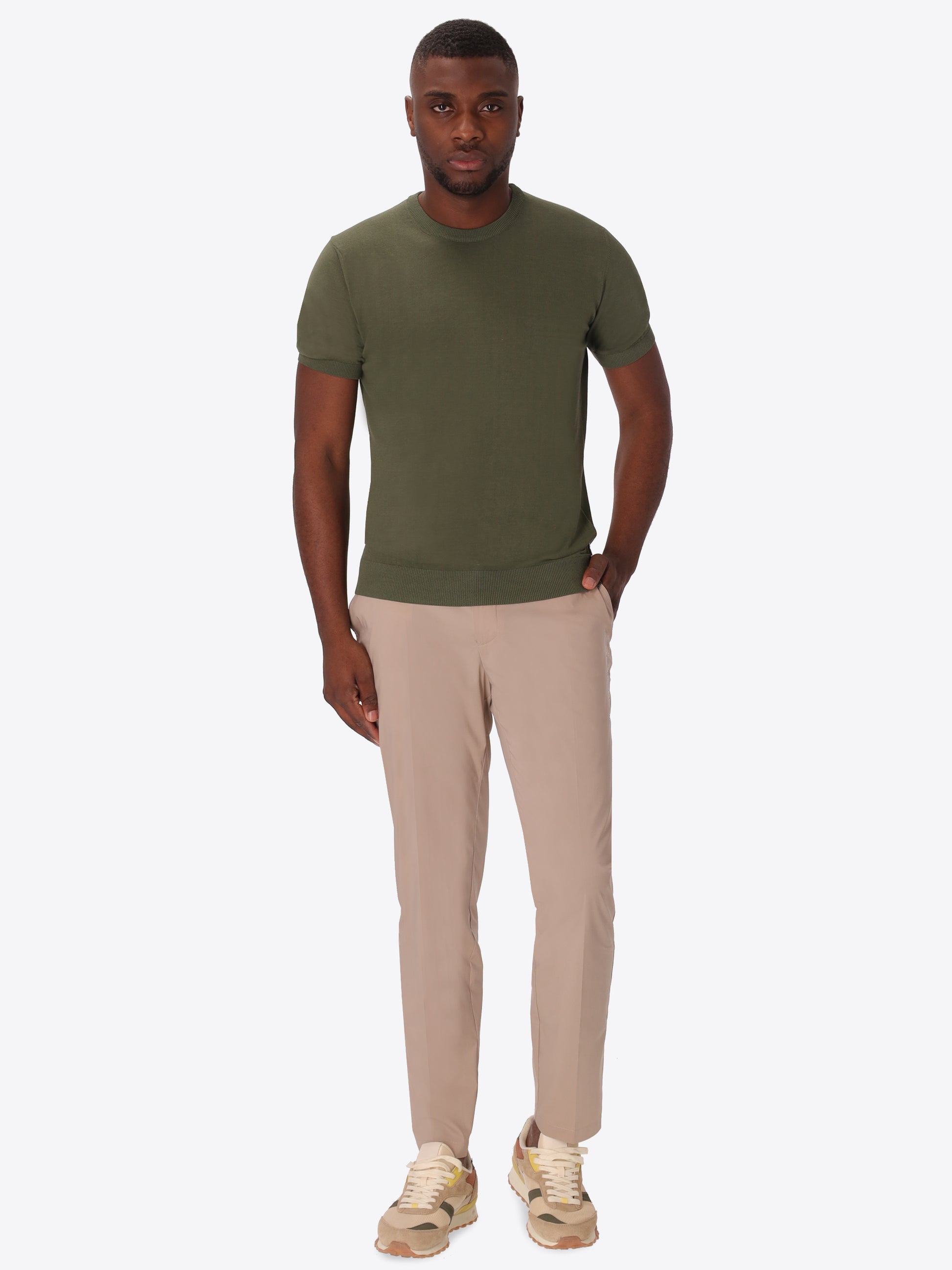 T-Shirt Carrara In Garment-Dyed Cotton Crepe Yarn