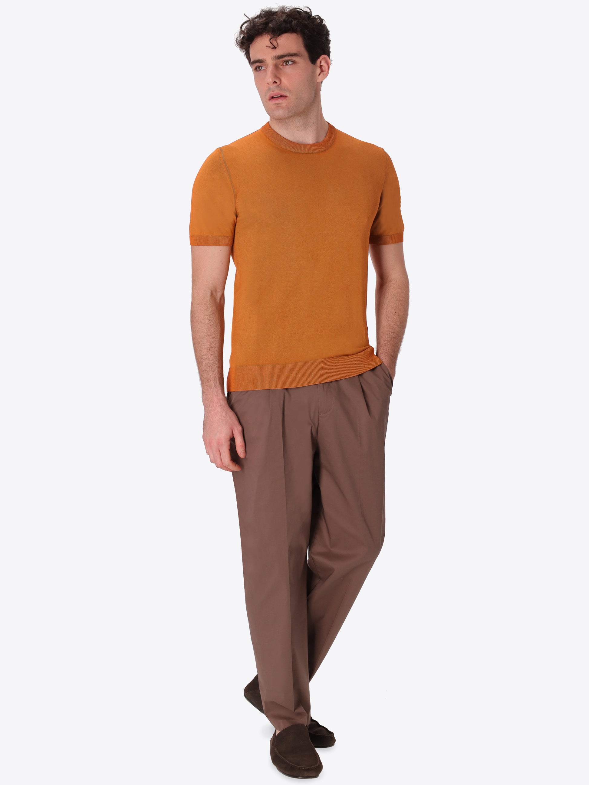 T-Shirt Granito In Cotone Tinto In Capo Con Doppia Tintura A Contrasto Interno/Esterno