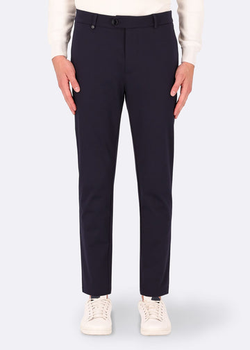 trousers technical fabric 32"YORK T. NEWMAN blue front distretto12