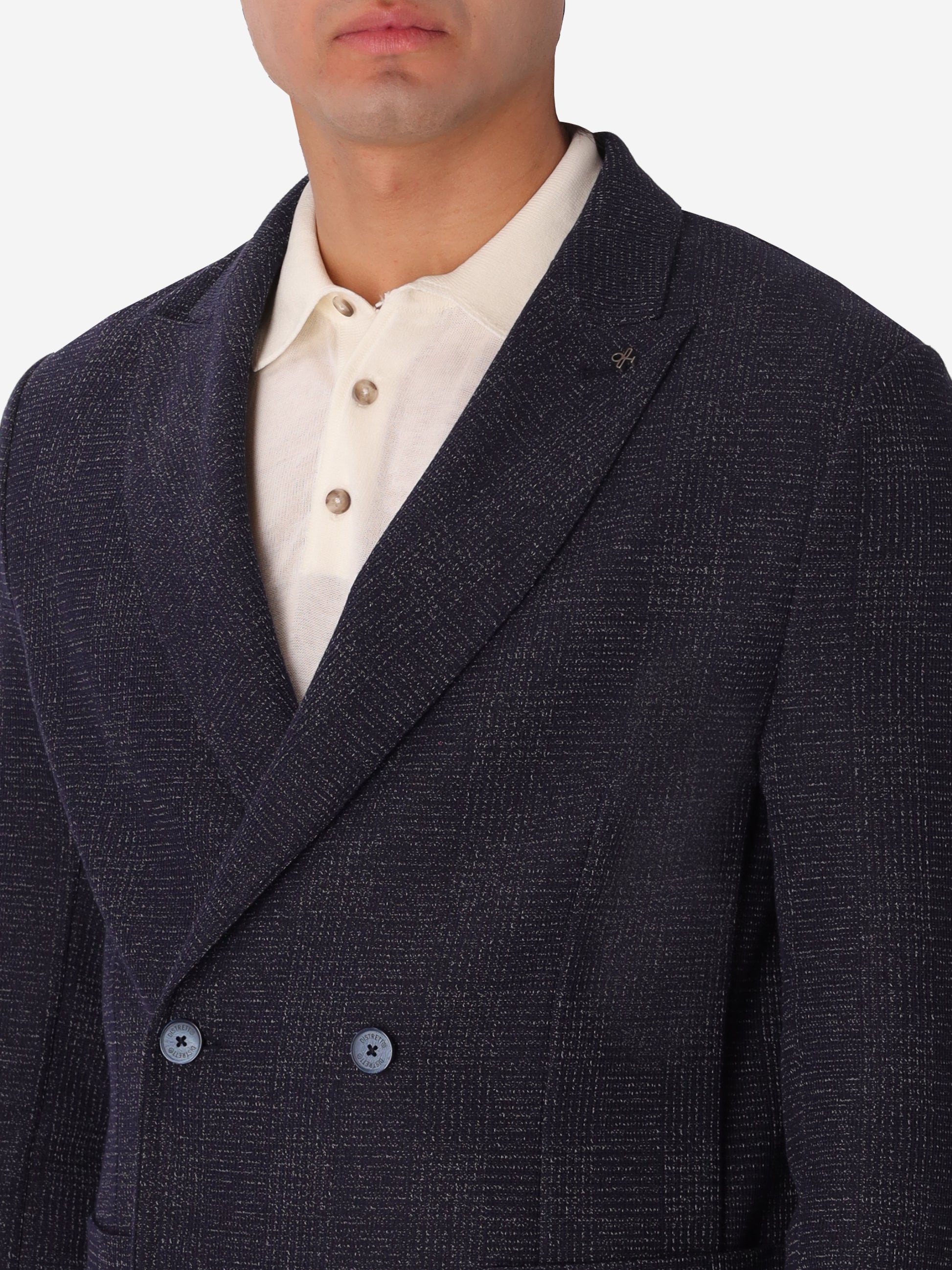 Narciso Doppelreihige Jacke Aus Stretch-Strick-Jacquard Mit Prince-of-Wales-Muster
