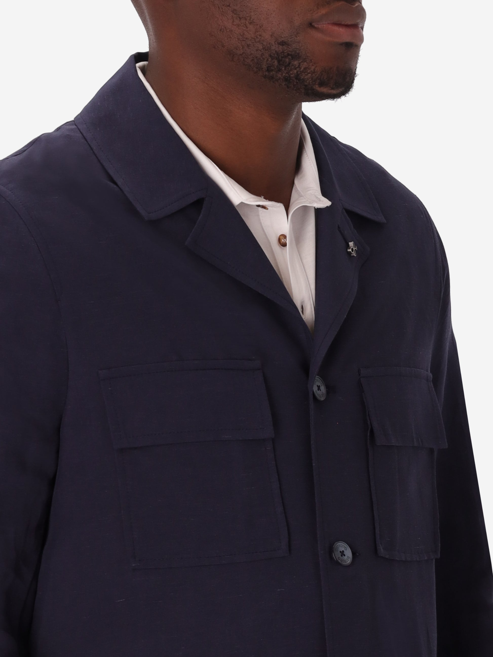Field Jacket Alloro In Lightweight Linen-Viscose Fabric